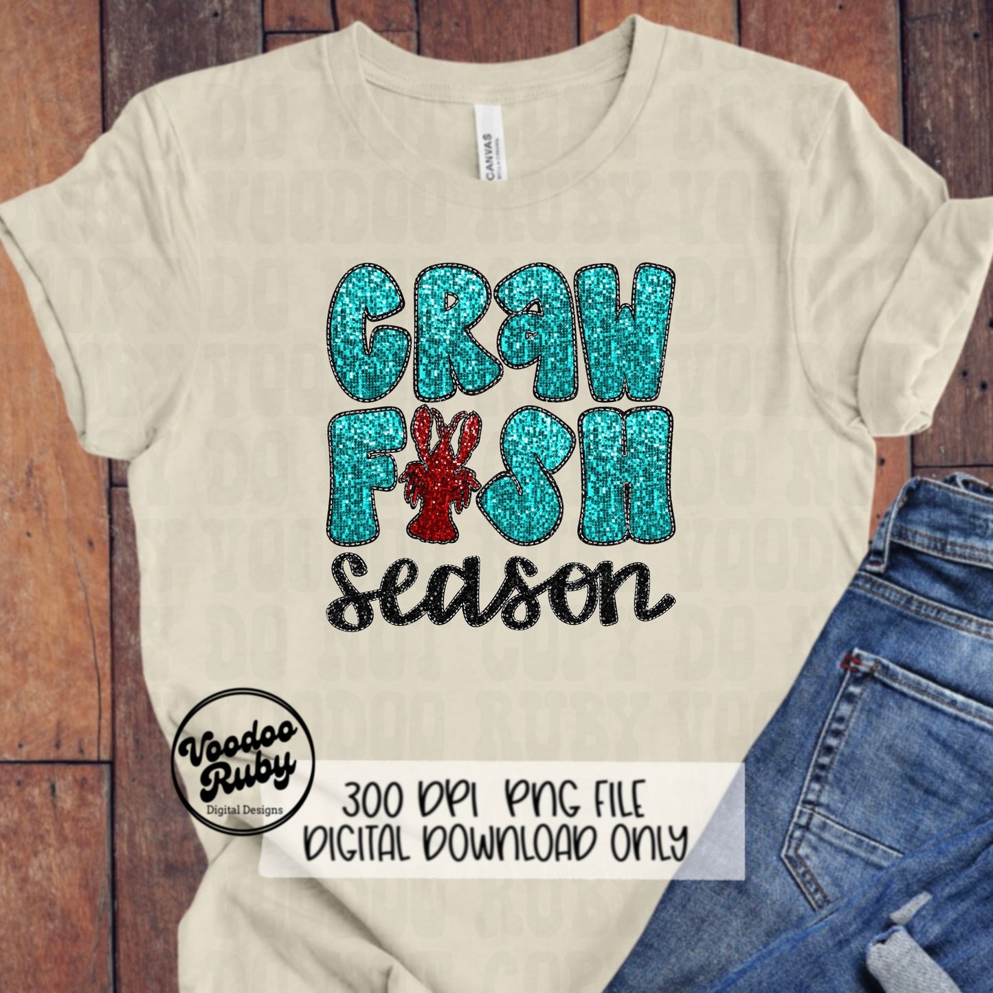 Crawfish PNG Design Sequin Crawfish Season Sublimation Digital Download Faux Embroidery PNG Louisiana DTF Printable Cajun Shirt Design png