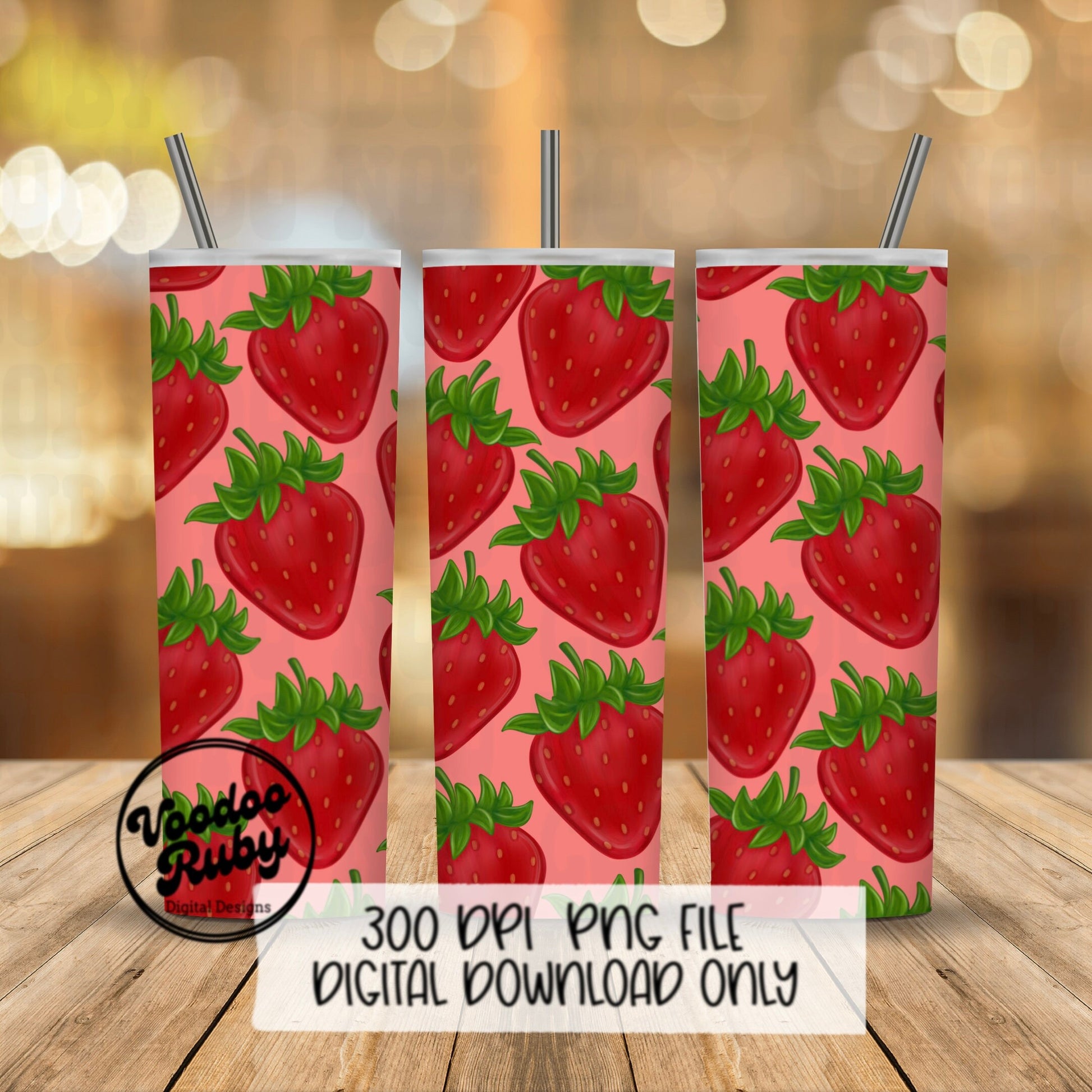 Strawberry PNG Seamless Sublimation Tumbler Vintage Strawberry PNG Coquette Aesthetic Spring Summer Strawberries PNG