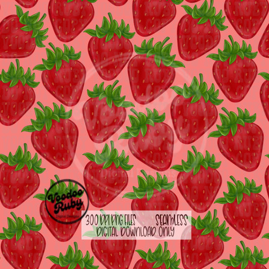 Coquette Strawberry PNG Design: Seamless Vintage Fabric Pattern (Digital Download