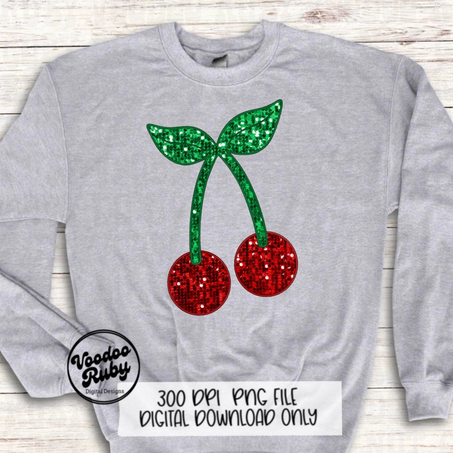 Sequin Cherries PNG Design Coquette Cherries PNG Faux Sequins Faux Embroidery DTF Cherry Sublimation Digital Download