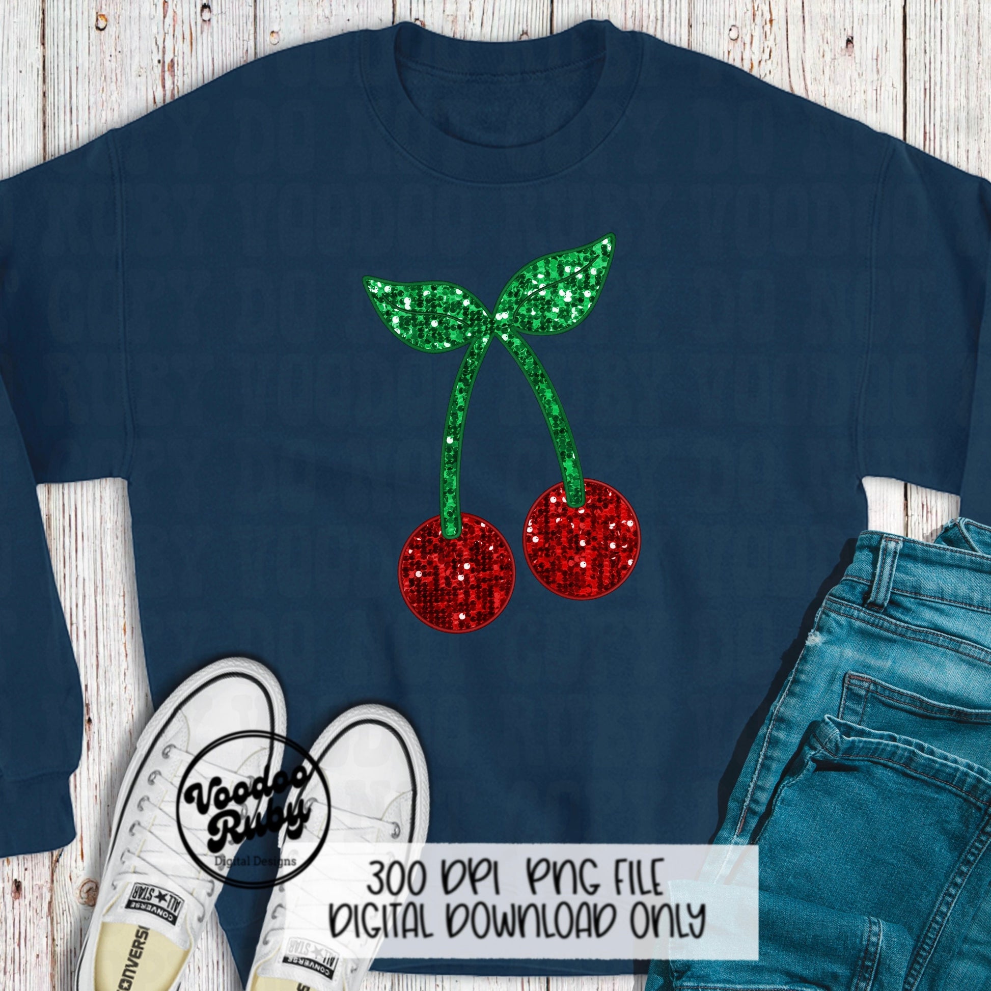 Sequin Cherries PNG Design Coquette Cherries PNG Faux Sequins Faux Embroidery DTF Cherry Sublimation Digital Download