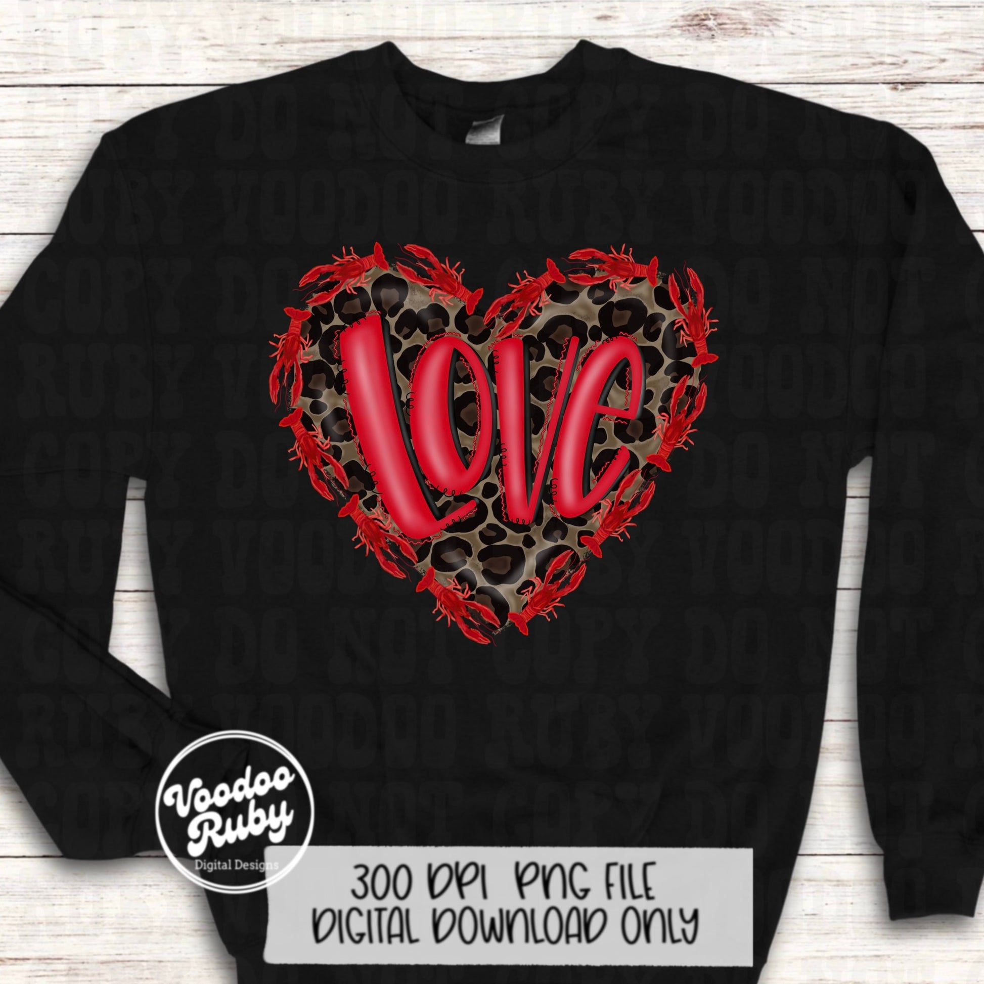 Leopard Crawfish Heart PNG: Louisiana Cajun Design (Digital Download