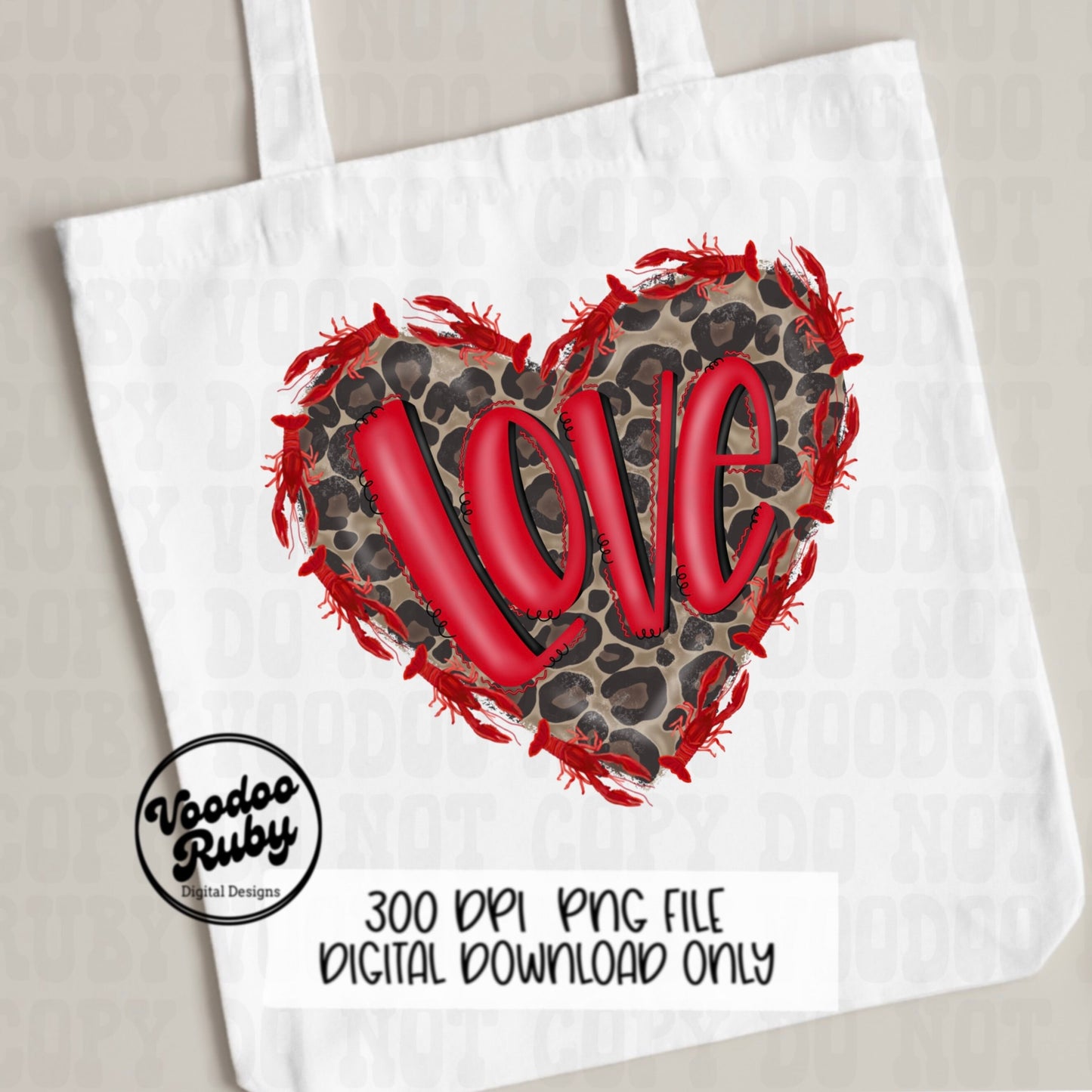 Leopard Crawfish PNG Louisiana Design Hand Drawn Digital Download Love Crawfish Sublimation PNG Crawfish Leopard Heart DTF Printable