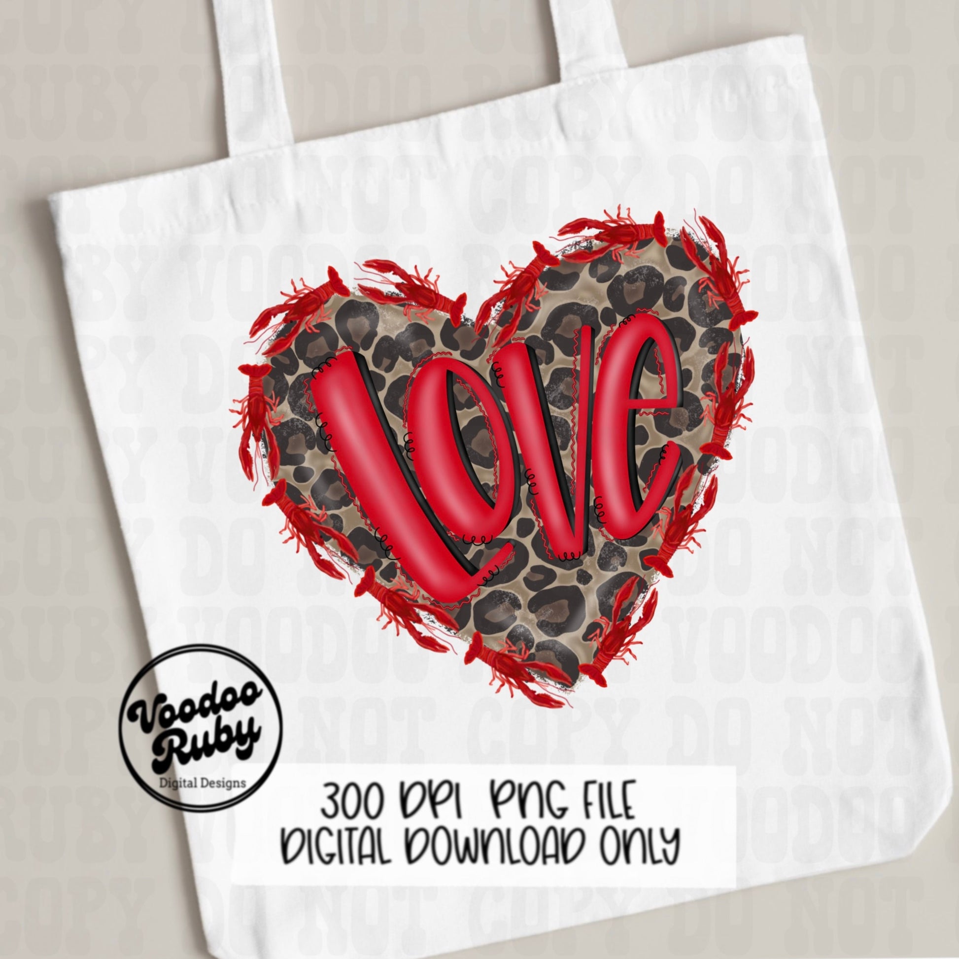 Leopard Crawfish Heart PNG: Louisiana Cajun Design (Digital Download