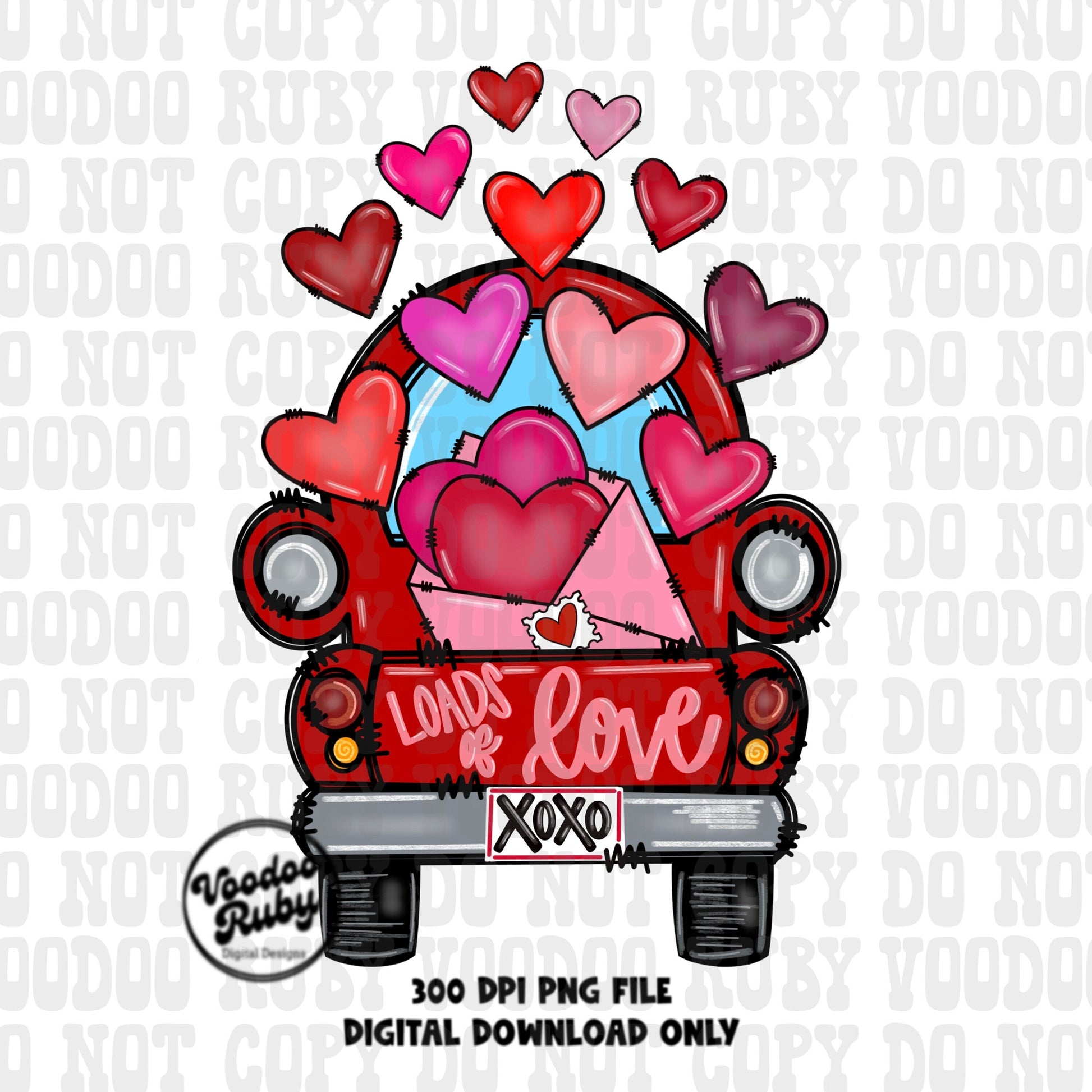 Valentine’s Day hearts truck png
