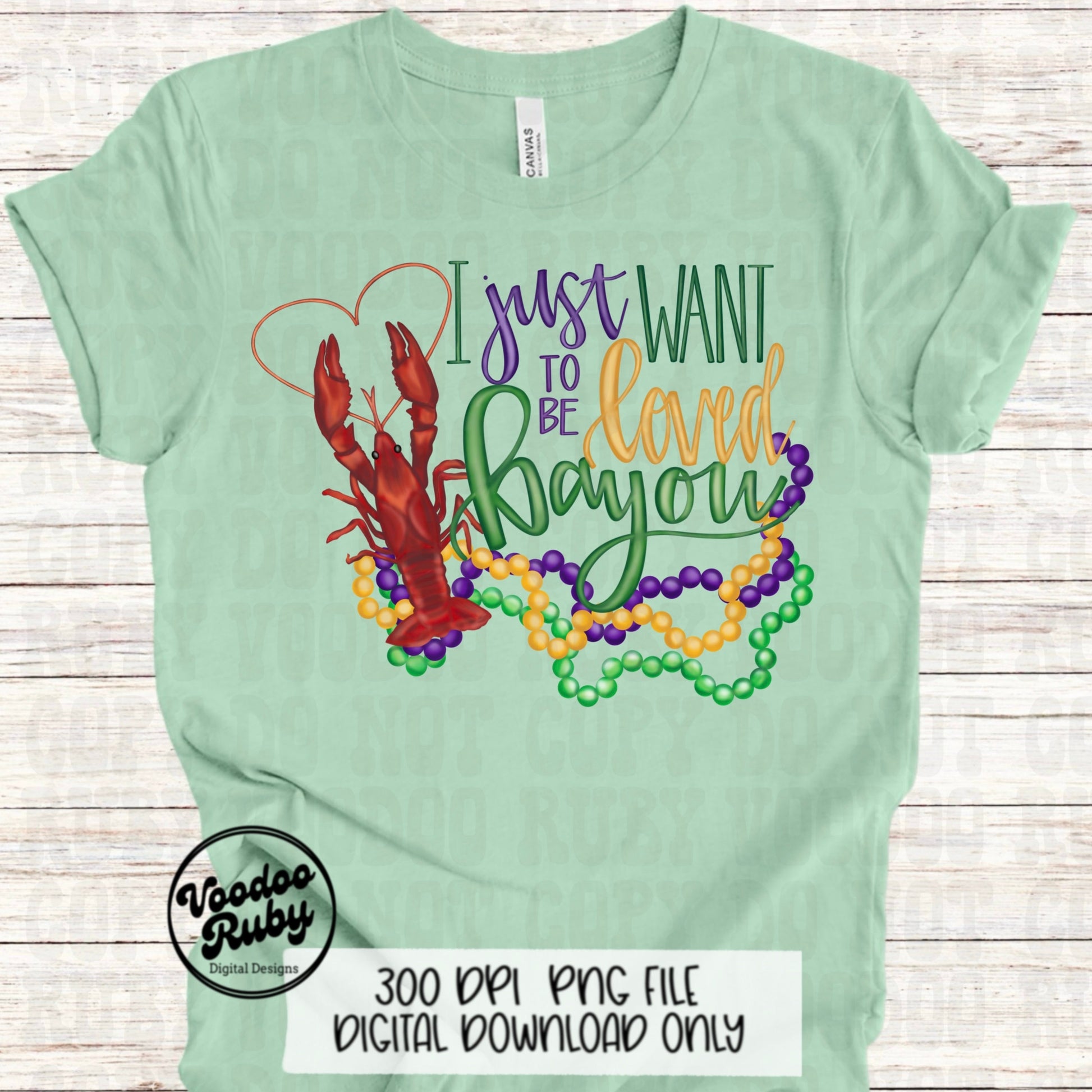 Loved Bayou Crawfish Mardi Gras PNG Design Sublimation Hand Drawn Digital Download Crawfish PNG Mardi Gras DTF Printable Cajun Clip Art