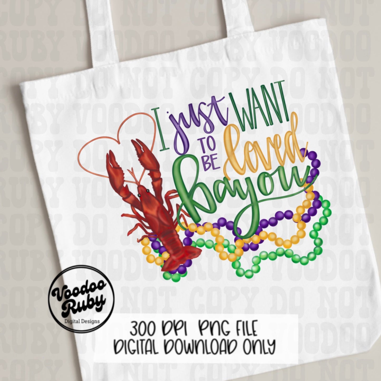 Loved Bayou Crawfish Mardi Gras PNG Design Sublimation Hand Drawn Digital Download Crawfish PNG Mardi Gras DTF Printable Cajun Clip Art