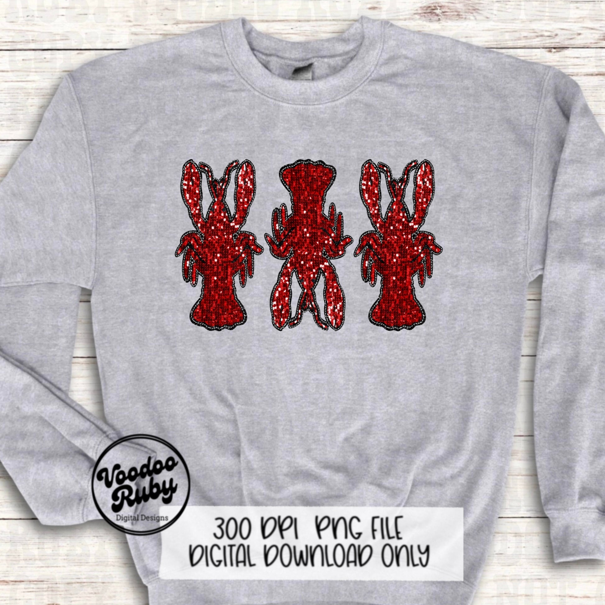 Sequin Crawfish PNG Design Sublimation Hand Drawn Digital Download Crawfish Boil PNG Faux Embroidery DTF Louisiana Printable
