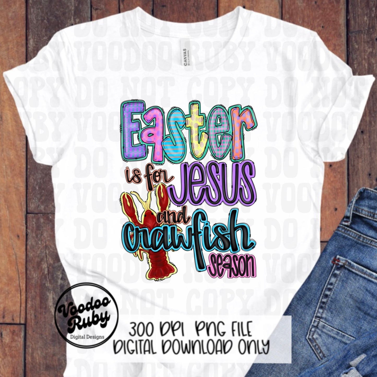 Easter Jesus Crawfish PNG Design Louisiana Sublimation Hand Drawn Digital Download Crawfish PNG Easter Doodle Letters Jesus DTF Printable