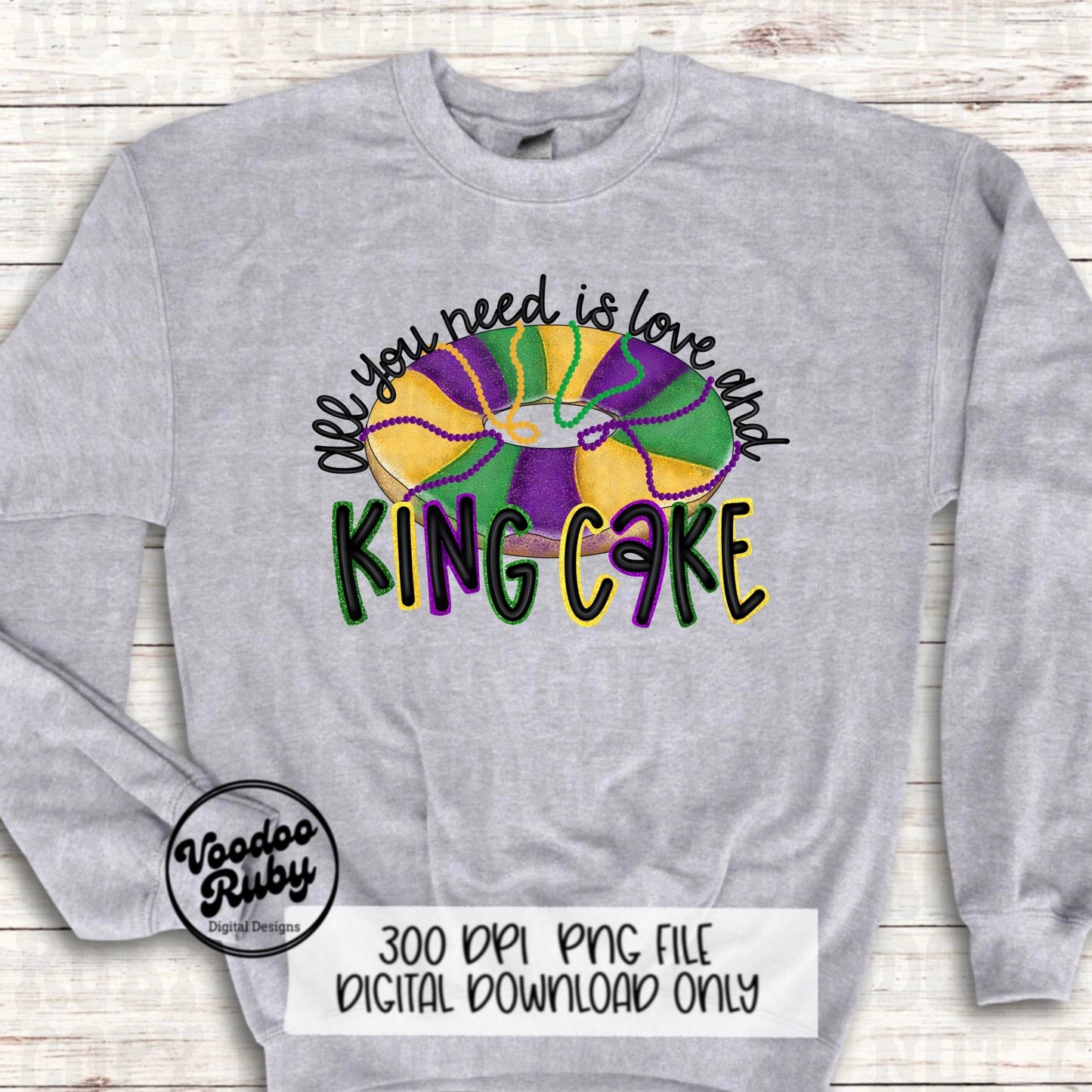 Glitter Mardi Gras PNG King Cake Sublimation Louisiana Hand Drawn Digital Download Mardi Gras Love PNG Cajun DTF Printable