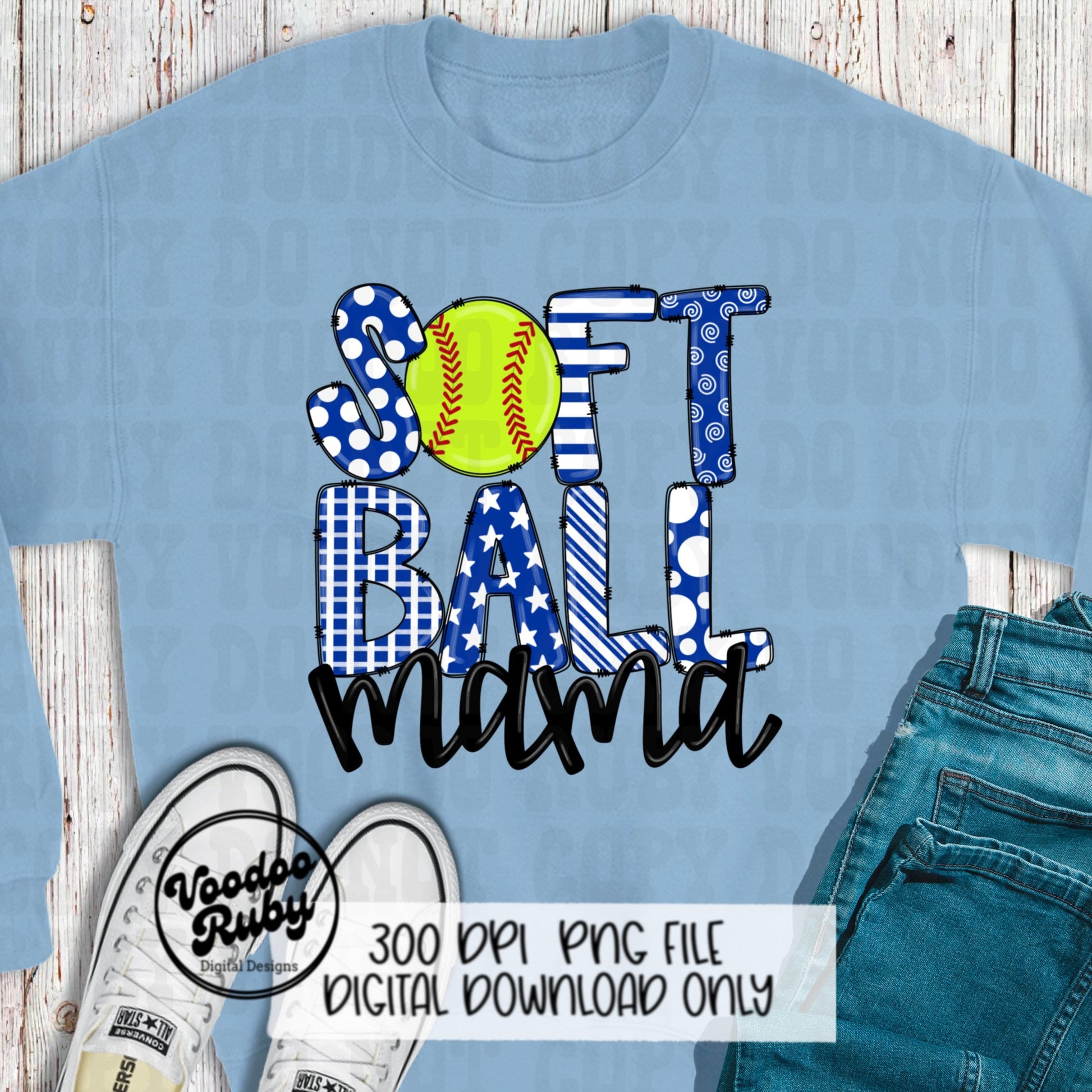 Softball Mama PNG Design: Hand-Drawn Sublimation (Digital Download