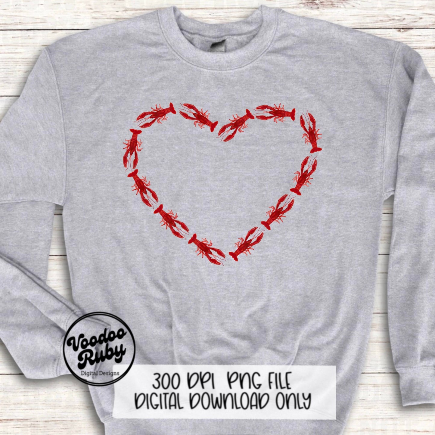 Crawfish Heart PNG: Valentine's Day Mardi Gras Design (Digital Download