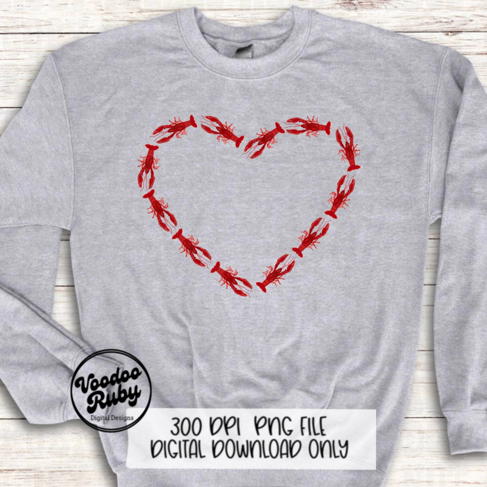 Crawfish Heart PNG: Valentine's Day Mardi Gras Design (Digital Download