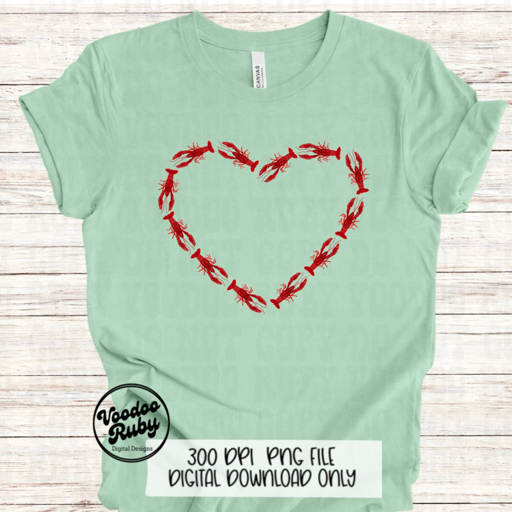 Crawfish Heart PNG: Valentine's Day Mardi Gras Design (Digital Download