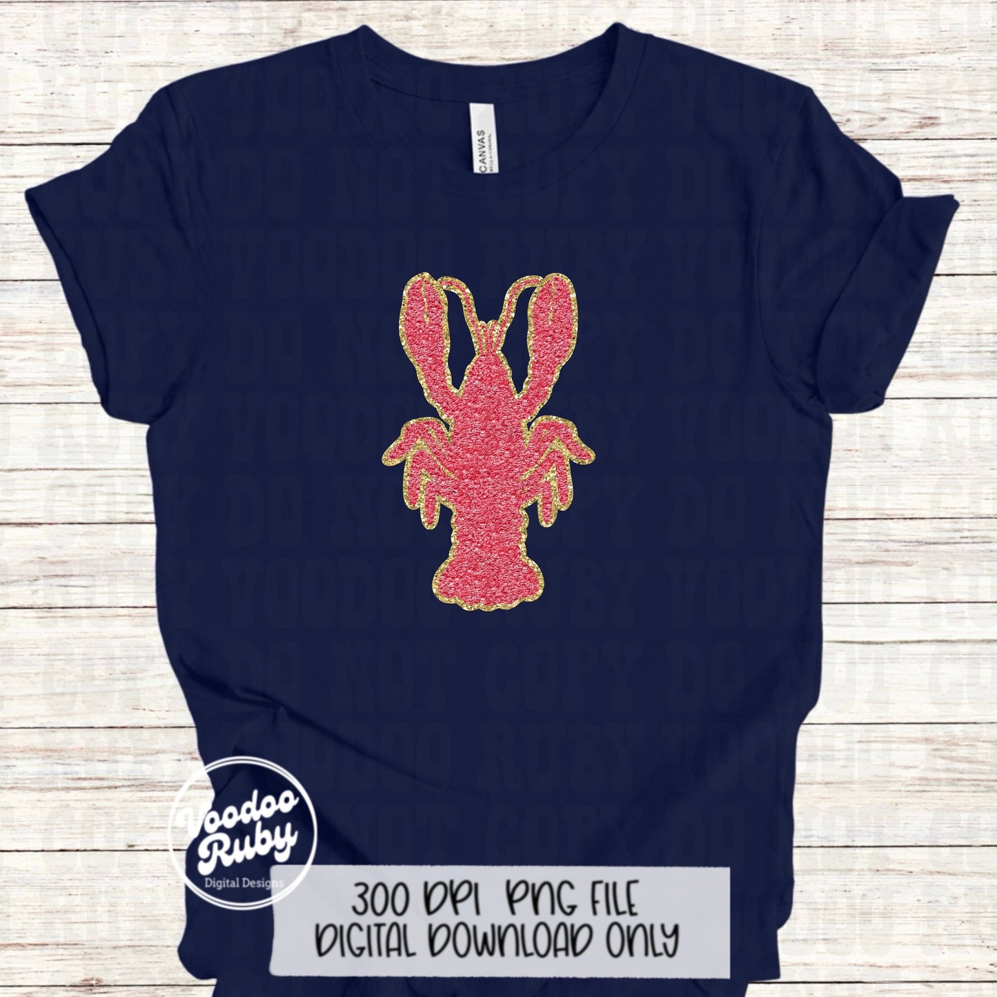 Faux chenille crawfish png faux embroidery design