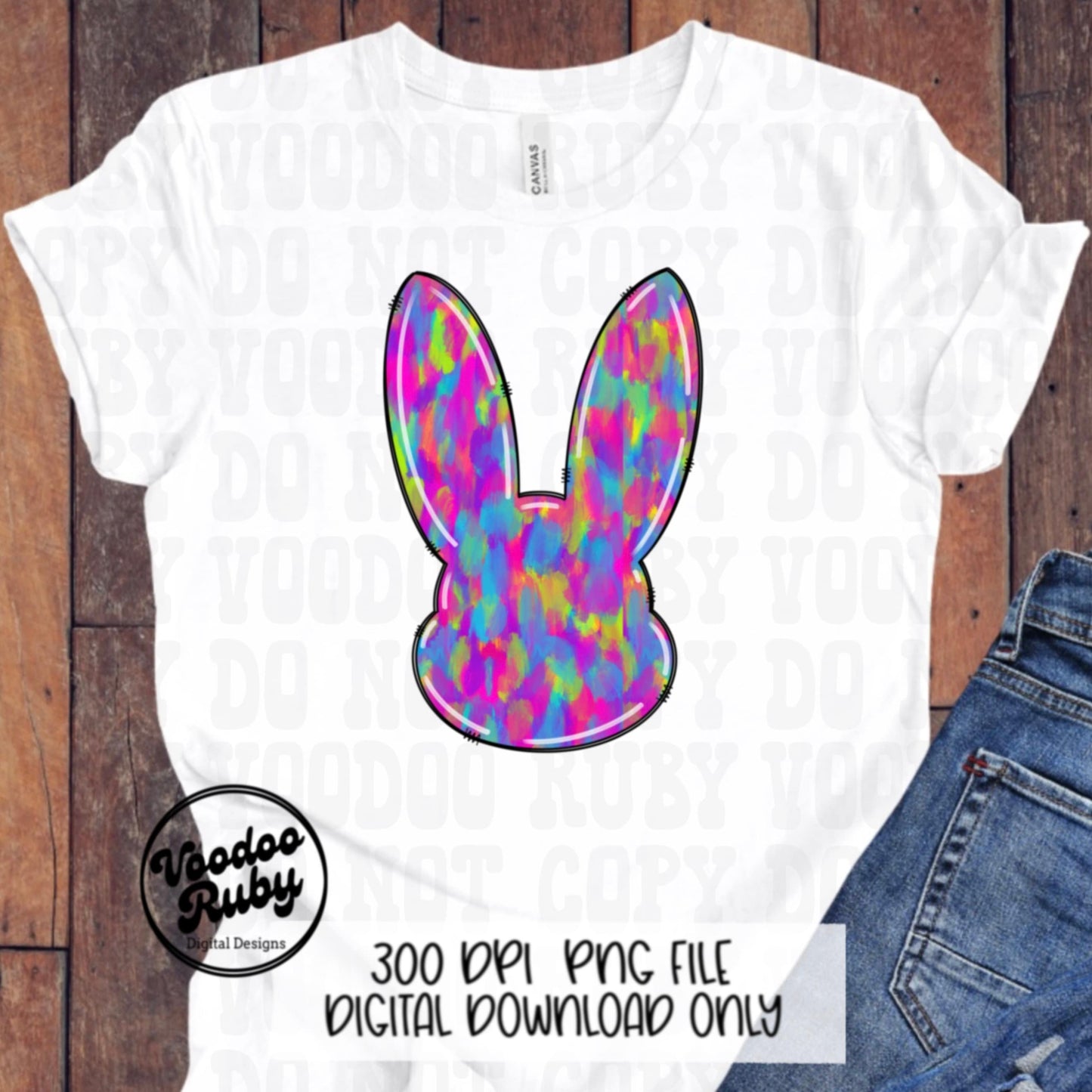 Colorful Easter Bunny PNG Design Easter PNG Hand Drawn Digital Design Download Happy Easter PNG Clip Art Easter Dtf Printable