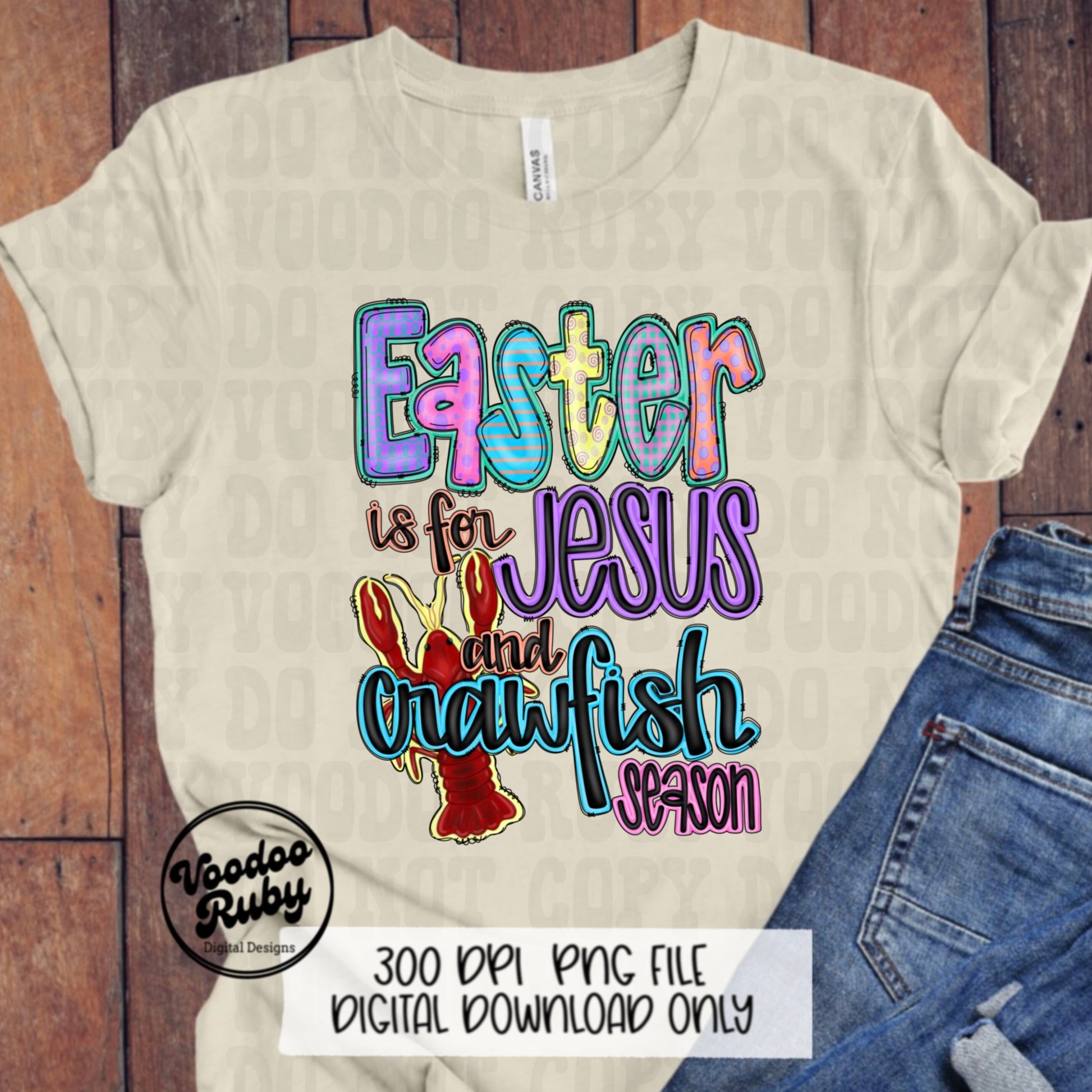 Easter Jesus Crawfish PNG Design Louisiana Sublimation Hand Drawn Digital Download Crawfish PNG Easter Doodle Letters Jesus DTF Printable