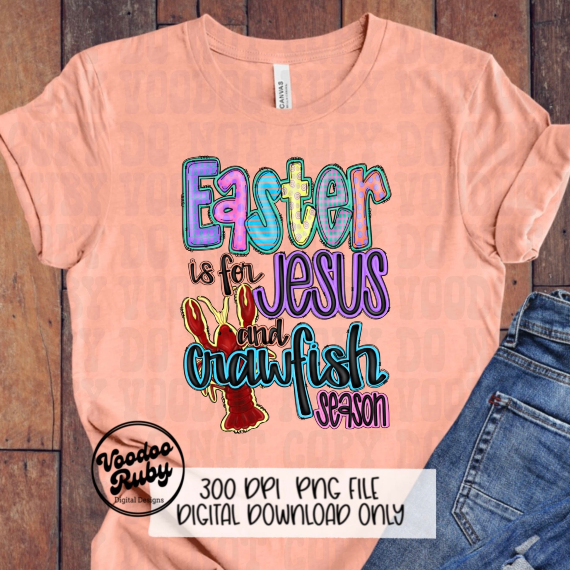 Easter Jesus Crawfish PNG Design Louisiana Sublimation Hand Drawn Digital Download Crawfish PNG Easter Doodle Letters Jesus DTF Printable