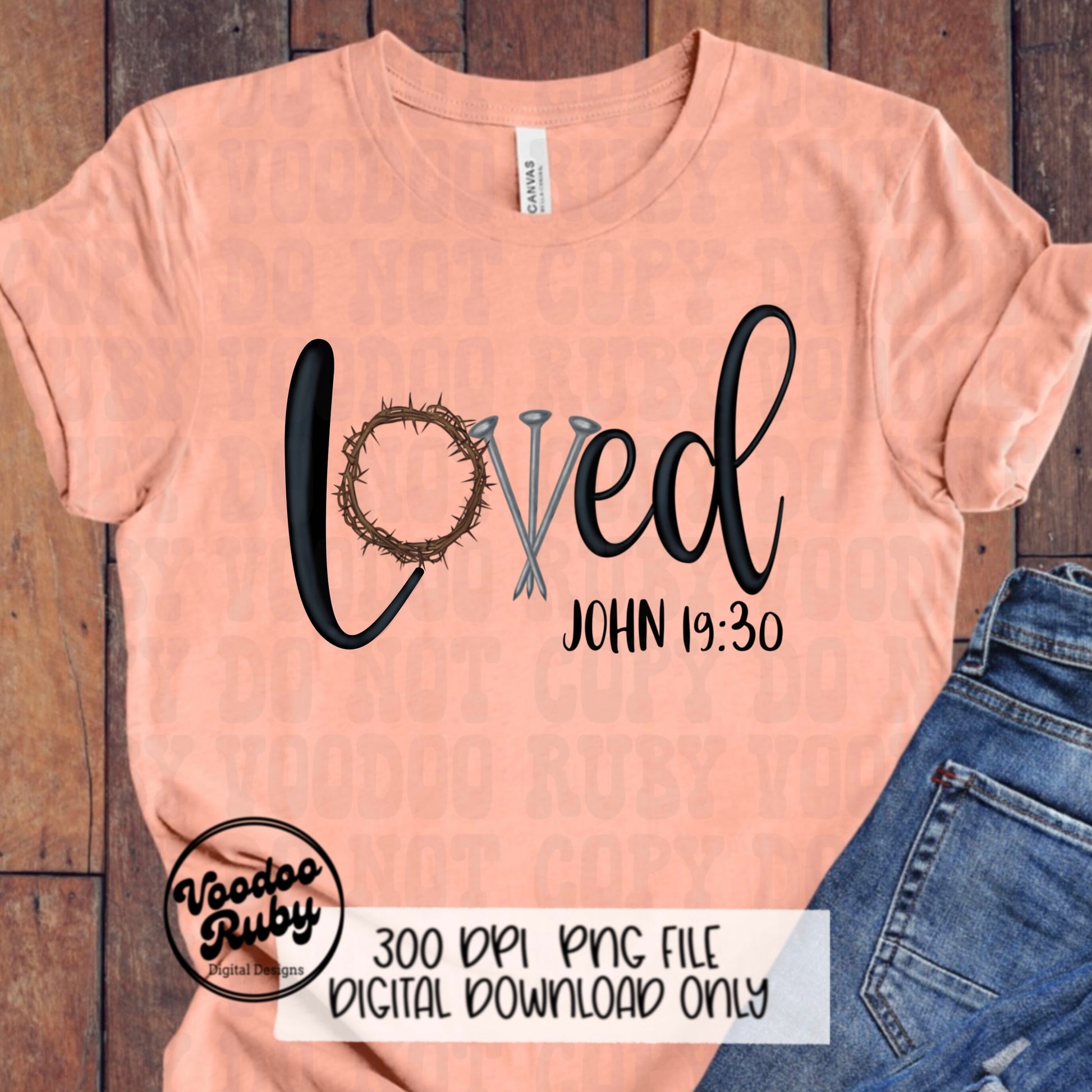 Easter PNG Hand Drawn Digital Design Three Nails Jesus Sublimation PNG Bible Verse Loved John 19:30 Christian Jesus DTF Printable