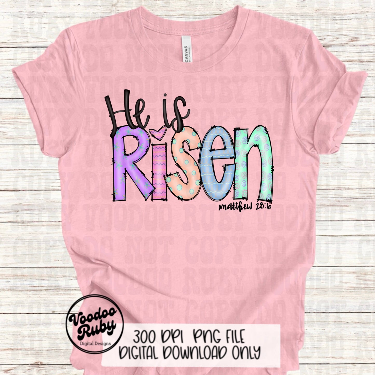 Risen PNG Design Easter PNG He Is Risen Sublimation Hand Drawn Digital Download DTF Printable Matthew 28:6 Clip Art Jesus png Easter Dtf