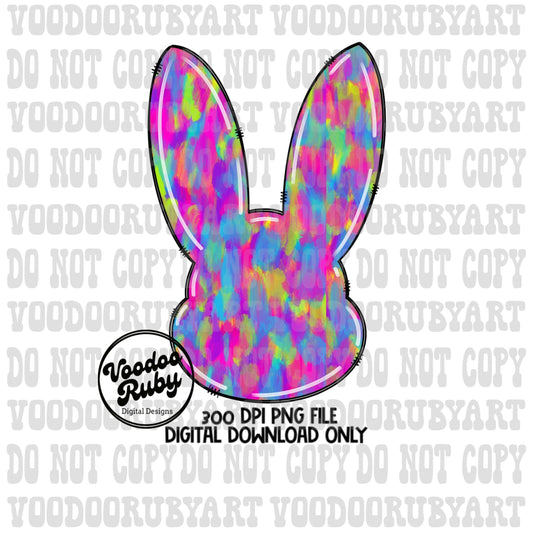 Colorful Easter Bunny PNG Design Easter PNG Hand Drawn Digital Design Download Happy Easter PNG Clip Art Easter Dtf Printable