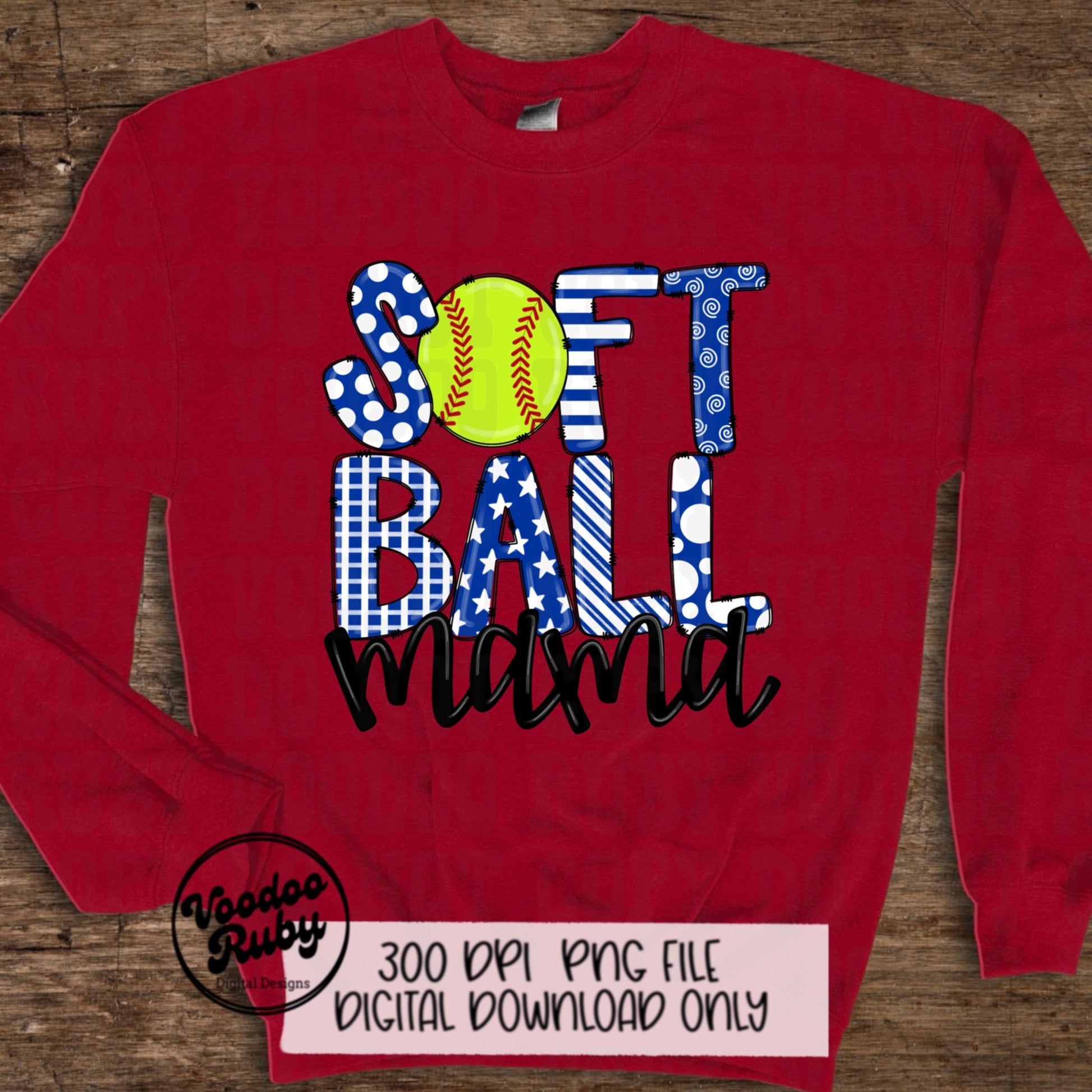 Softball Mama PNG Design: Hand-Drawn Sublimation (Digital Download