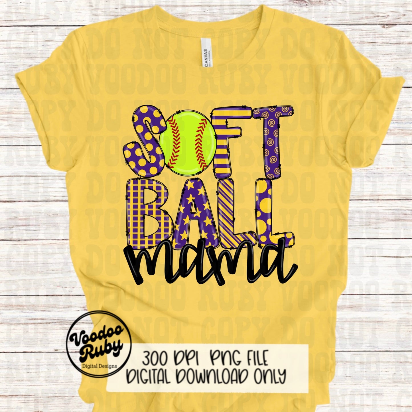 Softball Mom PNG Design: Hand-Drawn Sublimation Clip Art (Digital Download