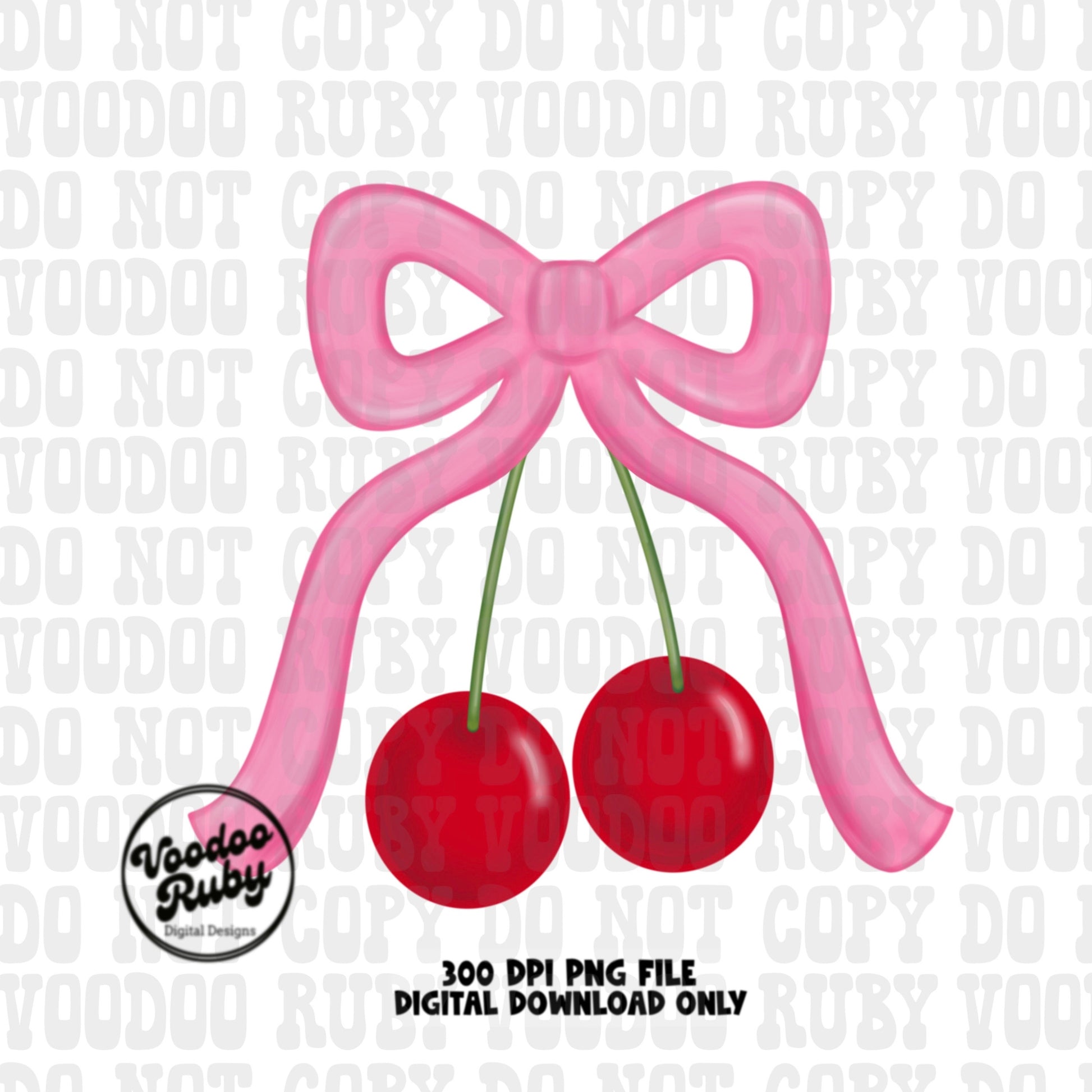 Pink bow cherries png design coquette aesthetic DTF and sublimation printing