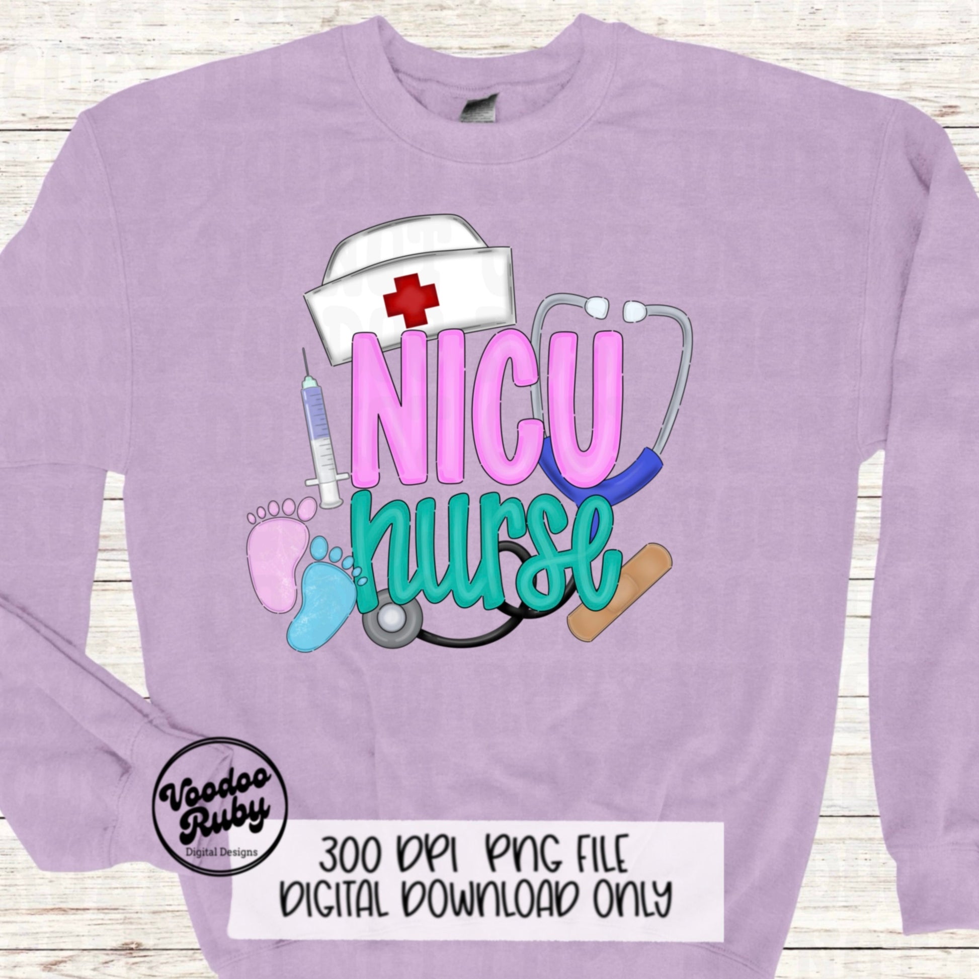 NICU Nurse PNG Design Rn PNG Nurse Sublimation Hand Drawn Digital Download Nicu Nurse Printable Nicu Nurse Clip Art Colorful png Nurse Dtf