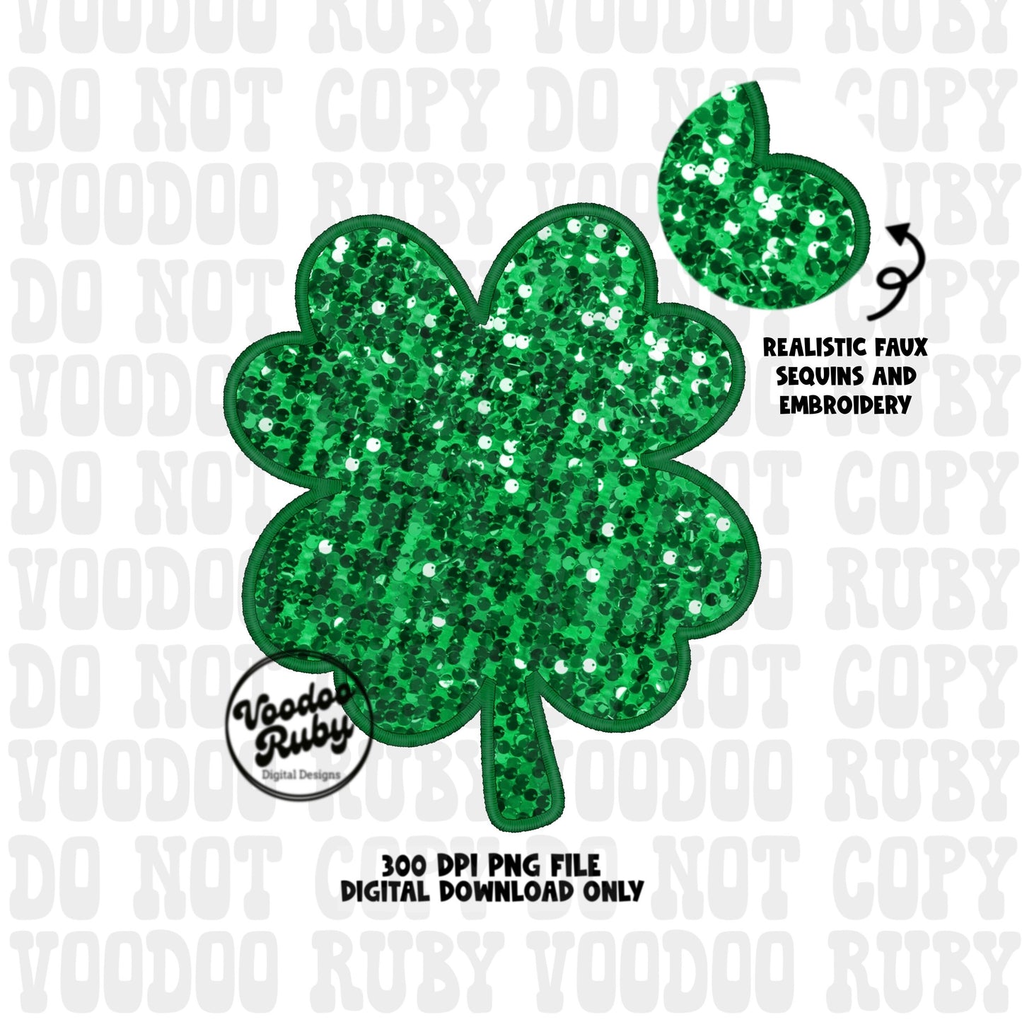 St Patrick’s Day PNG Design Lucky Sequin Shamrock PNG Faux embroidery png Pinch Sublimation Green St Patrick’s Day DTF Printable