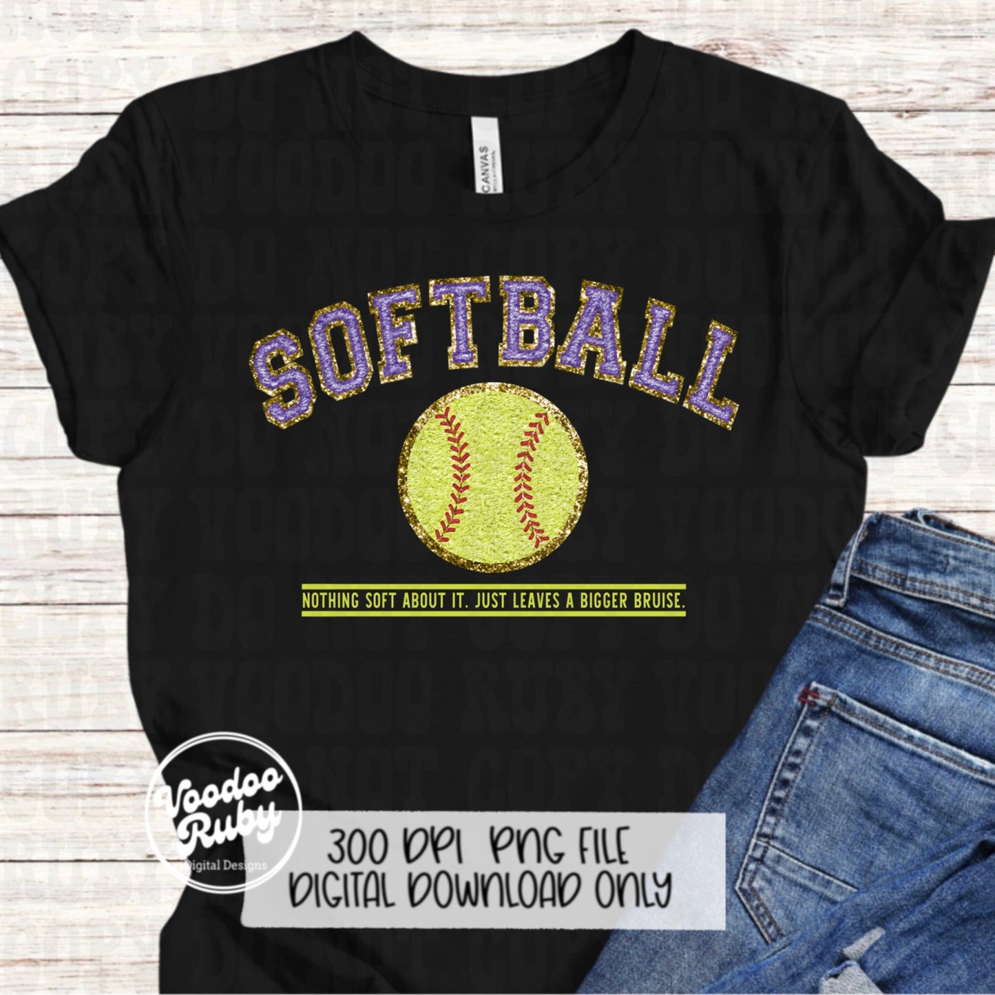 Faux chenille softball png design