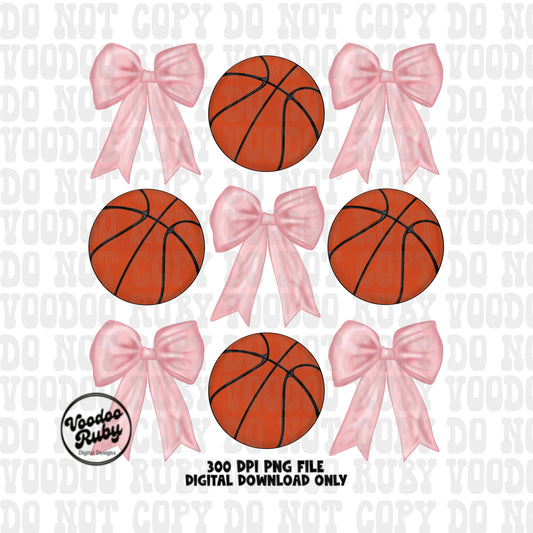 Pink bow basketball png design coquette aesthetic DTF and sublimation printing