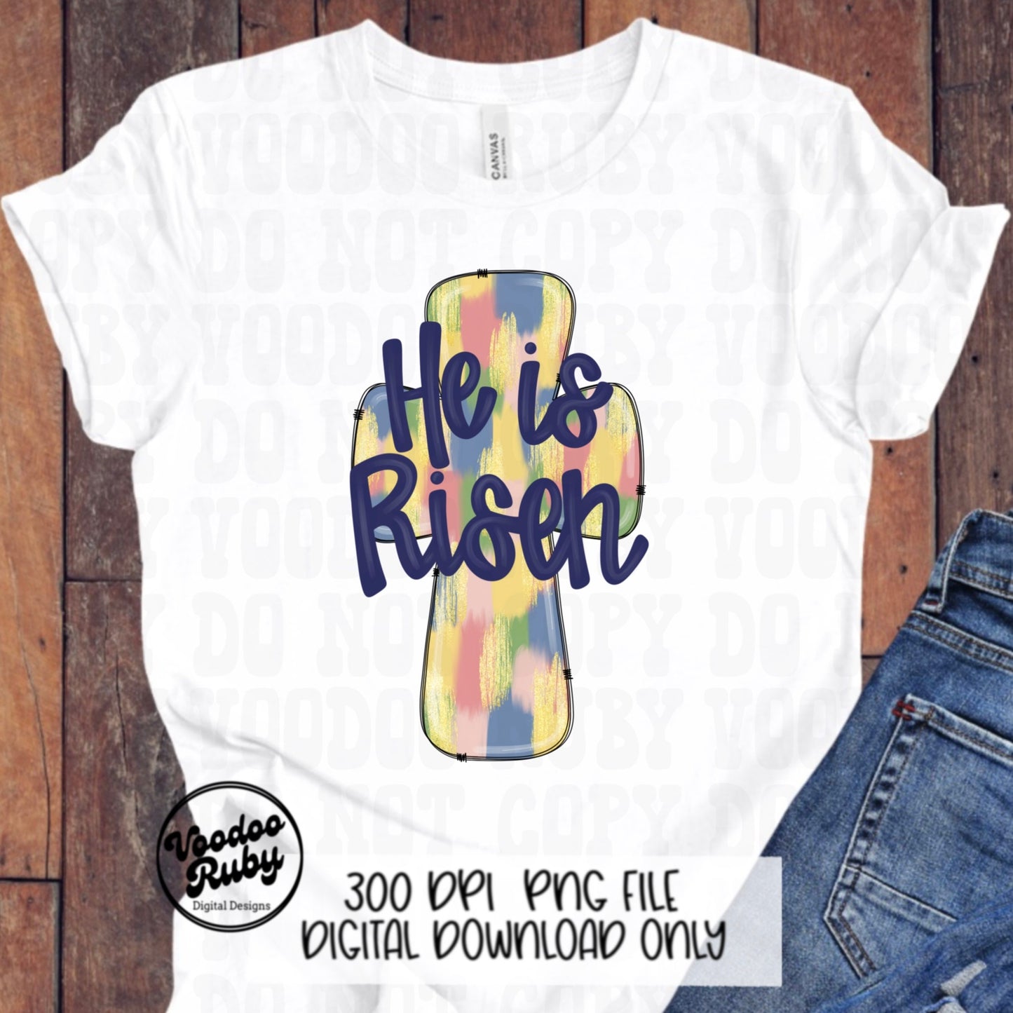 Risen Jesus PNG Design Easter PNG He Is Risen Sublimation Hand Drawn Digital Download Christian DTF Printable Matthew 28:6 Cross Clip Art