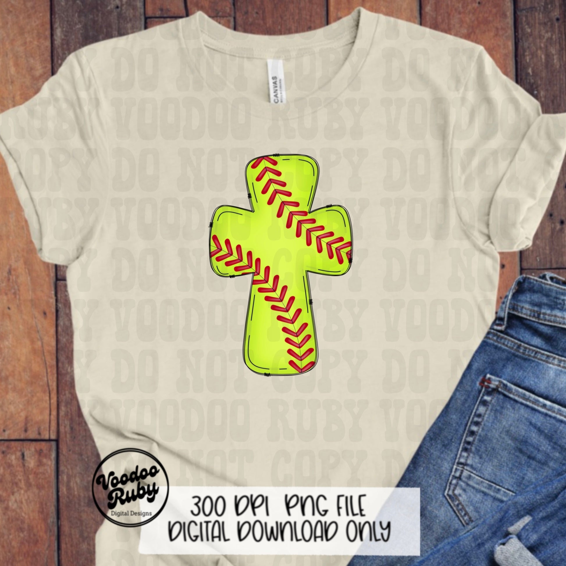 Christian Softball Cross PNG Design Sublimation Hand Drawn Digital Download Softball DTF Sports Clip Art Printable