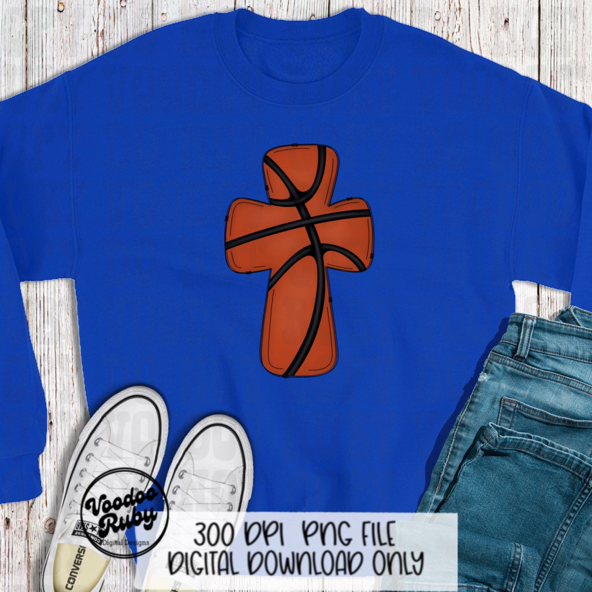 Christian Basketball PNG Design Sublimation Hand Drawn Digital Download Basketball Cross PNG Basketball DTF Blank Sports Clip Art Printable