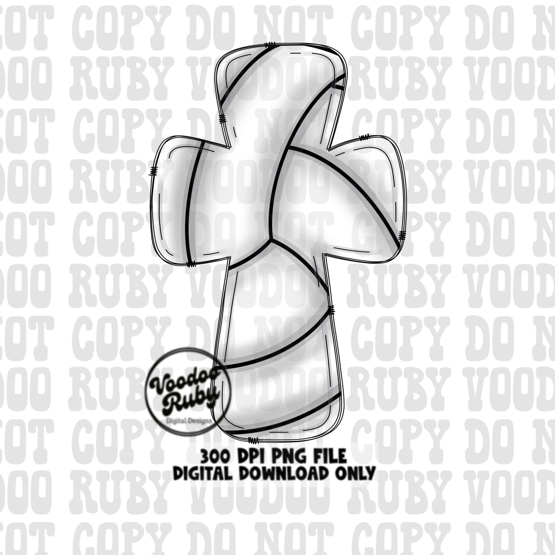 Christian Volleyball PNG Design: Hand Drawn Sports Clip Art (Digital Download