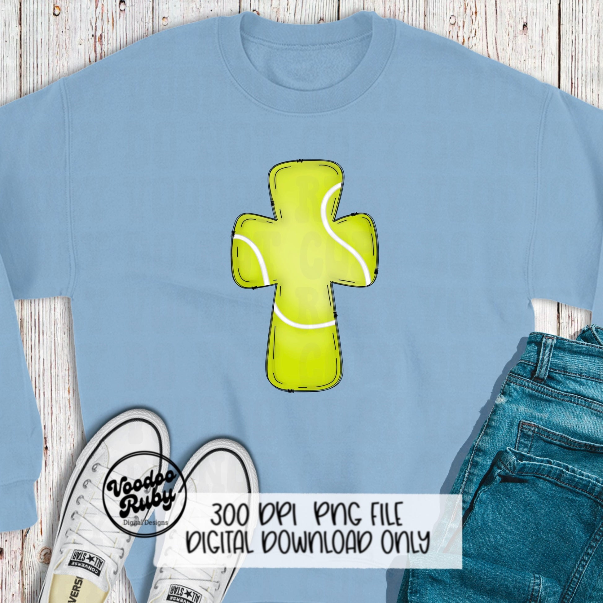 Christian Tennis PNG Design: Hand Drawn Sports Clip Art (Digital Download