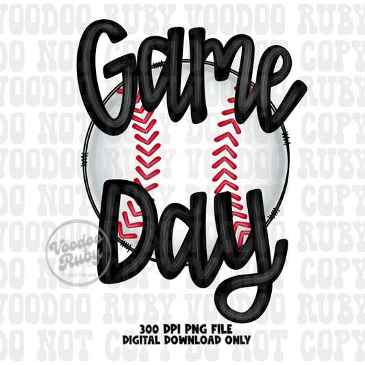 Game Day PNG Design Hand Drawn Digital Download Baseball PNG Sublimation Game Day Baseball DTF Printable Baseball Clip Art