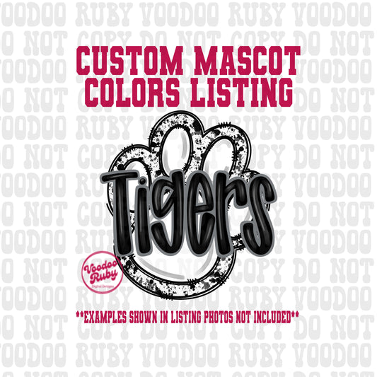 Tigers PNG Design Custom Mascot Colors Sublimation Hand Drawn Digital Download Football PNG Paw Print Design Tigers Football DTF Printable