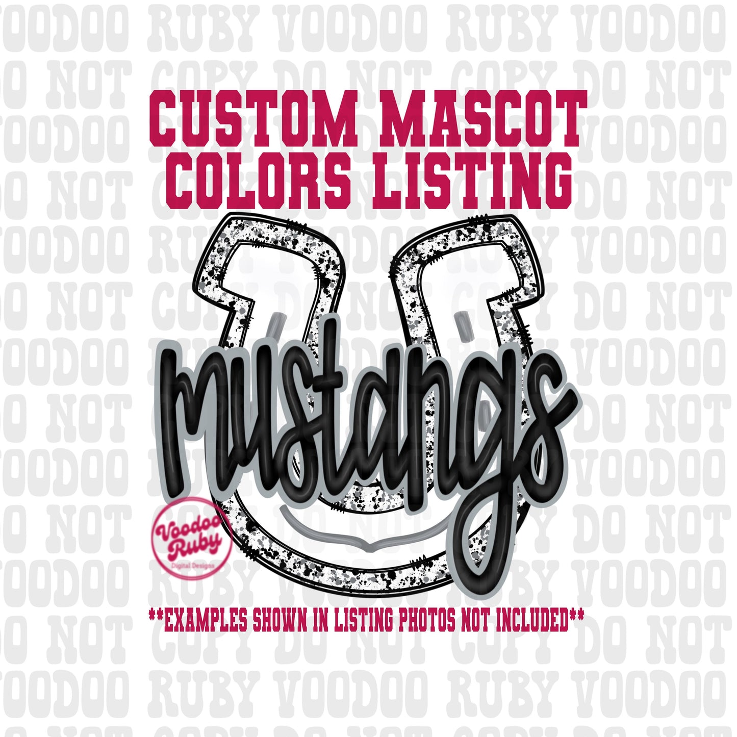 Mustangs PNG Design Custom Mascot Hand Drawn Digital Download Sublimation Football PNG Custom Mustangs Football DTF Printable Mascot