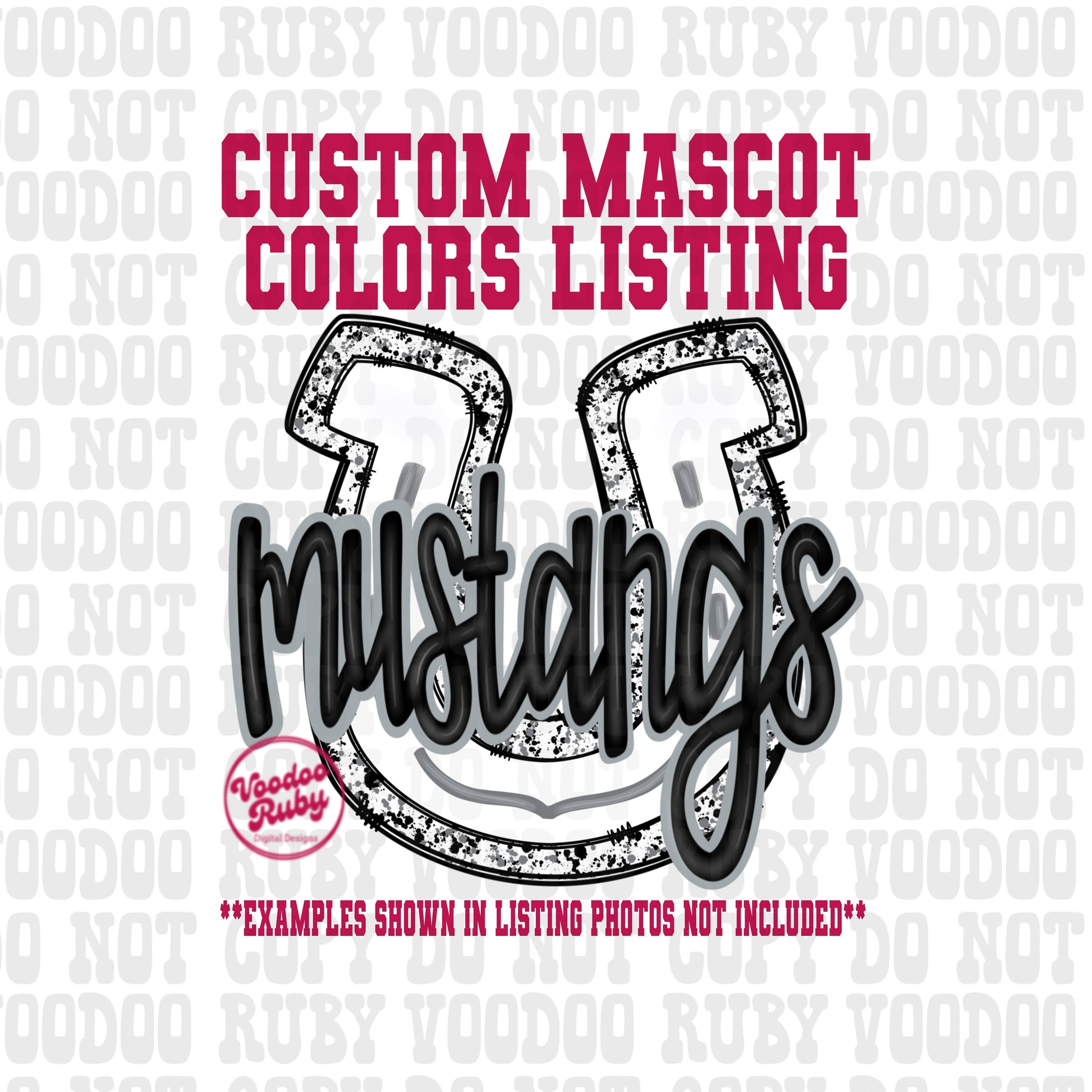 Mustangs Mascot PNG: Hand-Drawn Football Design (Digital Download)