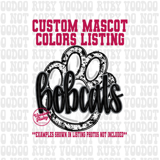 Custom Bobcats Mascot PNG Design Sublimation Hand Drawn Digital Download Sublimation Football PNG Bobcats Paw Print Bobcats DTF Printable
