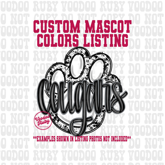 Custom Cougars Mascot PNG Design Sublimation Hand Drawn Digital Download Sublimation Football PNG Cougars Paw Print Cougars DTF Printable