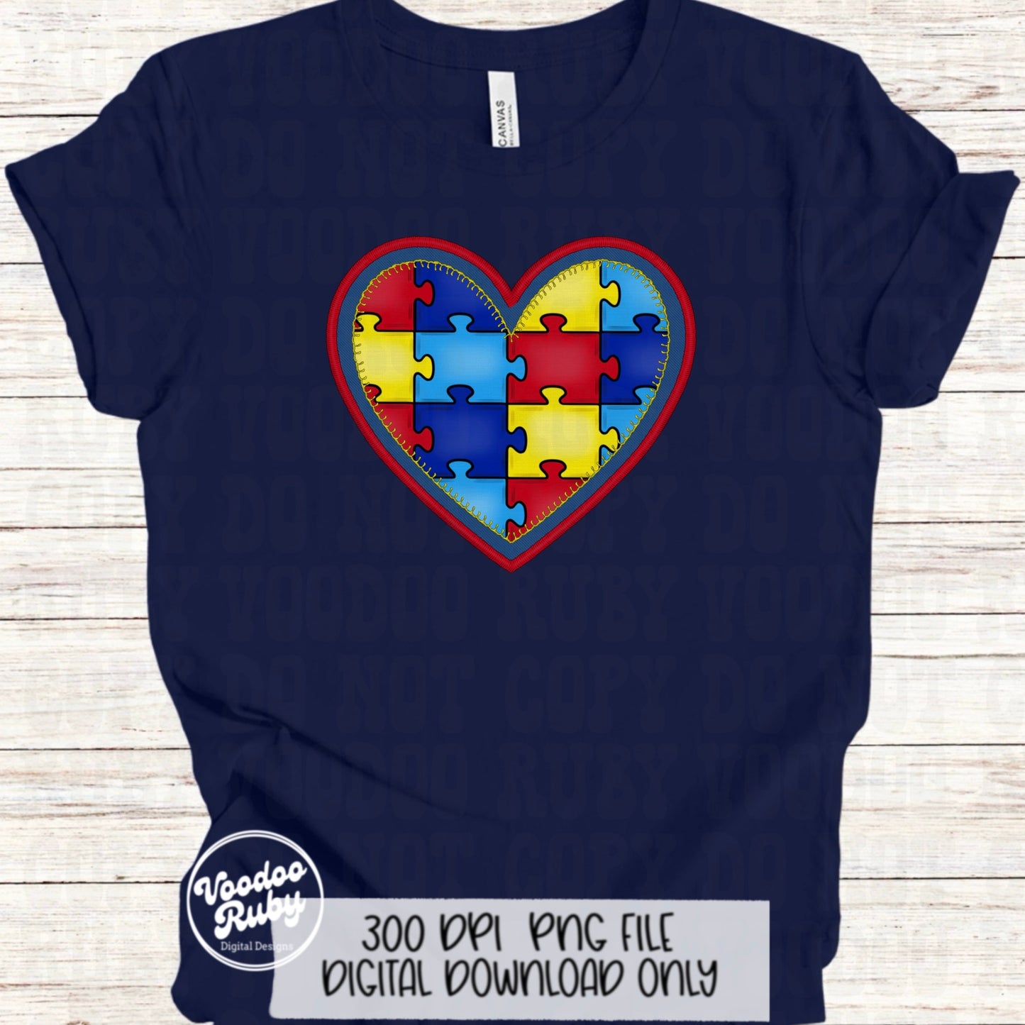 Autism Awareness PNG Design Sublimation Hand Drawn Digital Download Faux Embroidery PNG Heart png Puzzle Piece Sublimation DTF