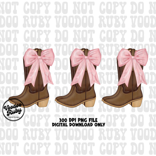 Coquette Cowgirl PNG Sublimation Design Hand Drawn Digital Download Pink Bow PNG Western Clip Art Denim Pearls Png Coquette dtf Printable