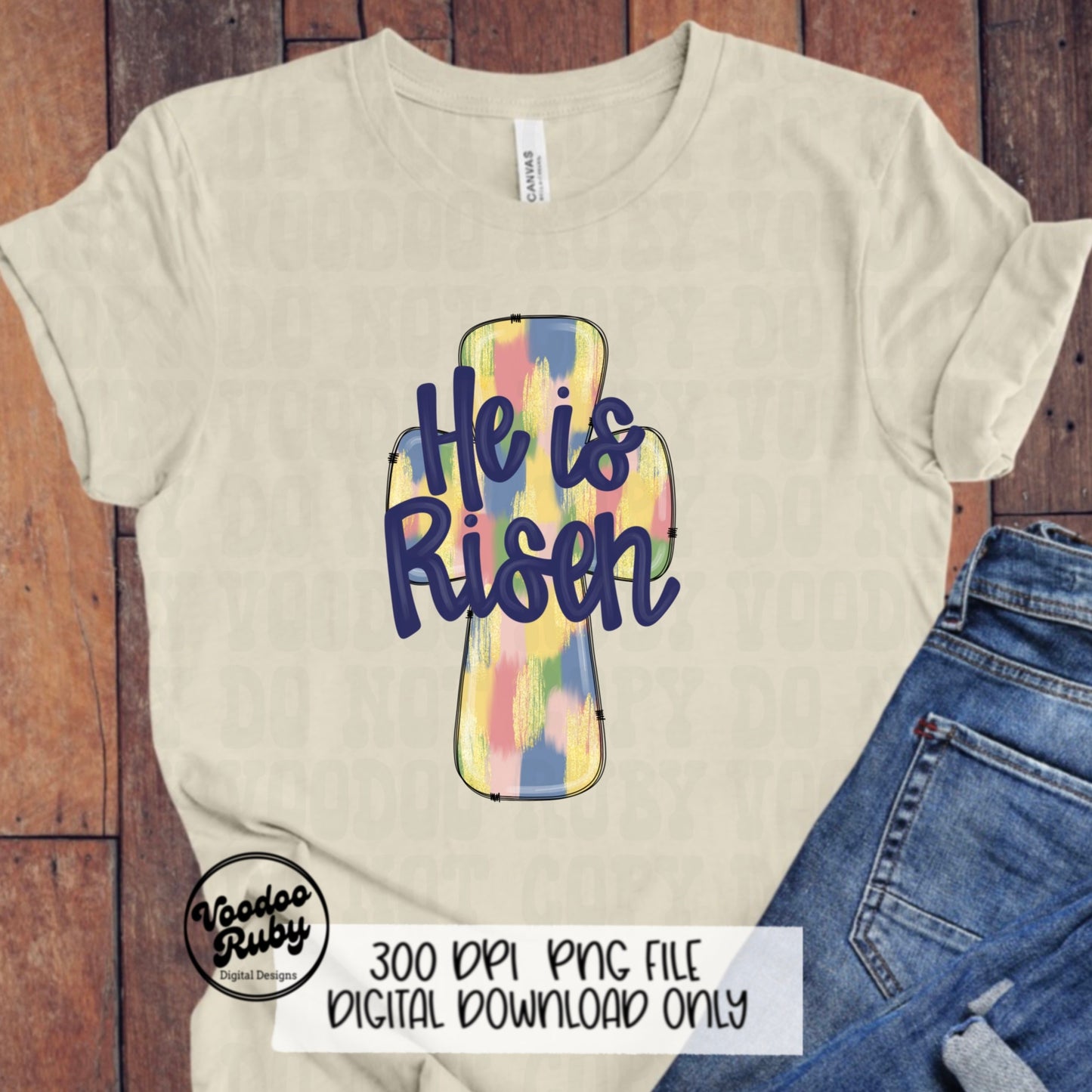 Risen Jesus PNG Design Easter PNG He Is Risen Sublimation Hand Drawn Digital Download Christian DTF Printable Matthew 28:6 Cross Clip Art