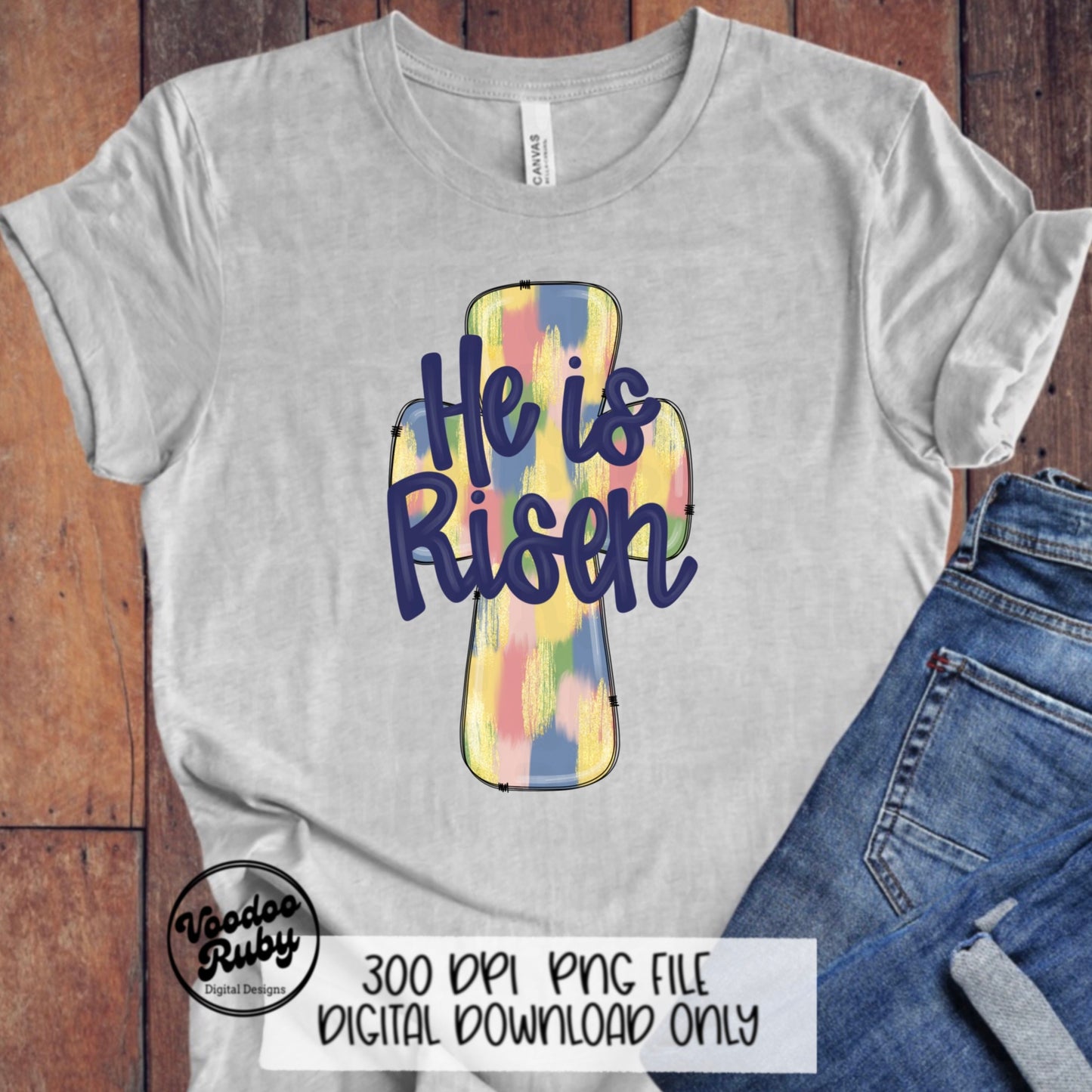 Risen Jesus PNG Design Easter PNG He Is Risen Sublimation Hand Drawn Digital Download Christian DTF Printable Matthew 28:6 Cross Clip Art