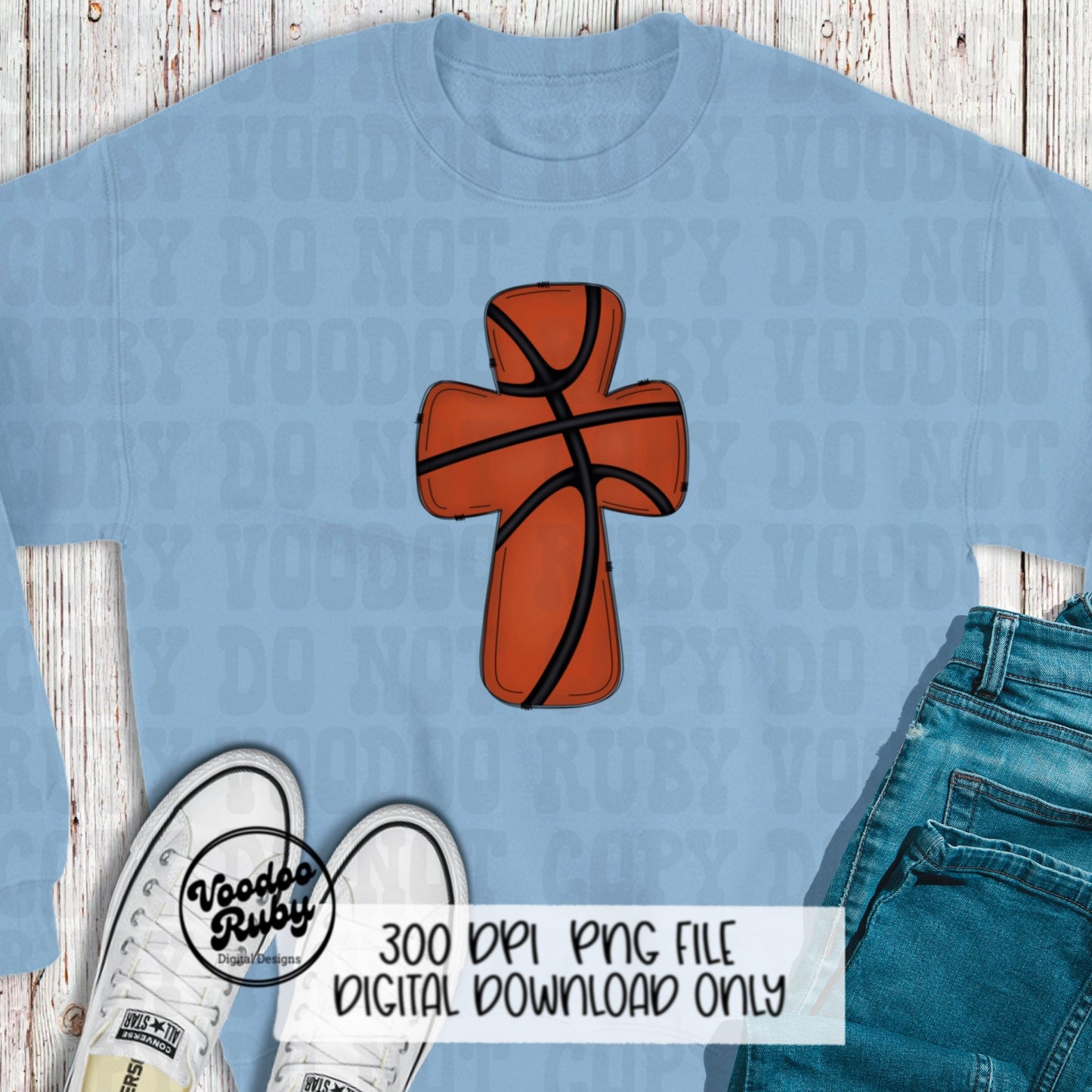 Christian Basketball PNG Design Sublimation Hand Drawn Digital Download Basketball Cross PNG Basketball DTF Blank Sports Clip Art Printable