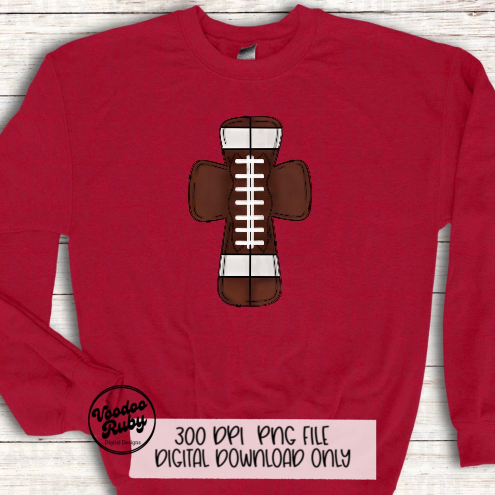 Christian Football PNG Design Sublimation Hand Drawn Digital Download Football Cross PNG Football DTF Blank Sports Clip Art Printable