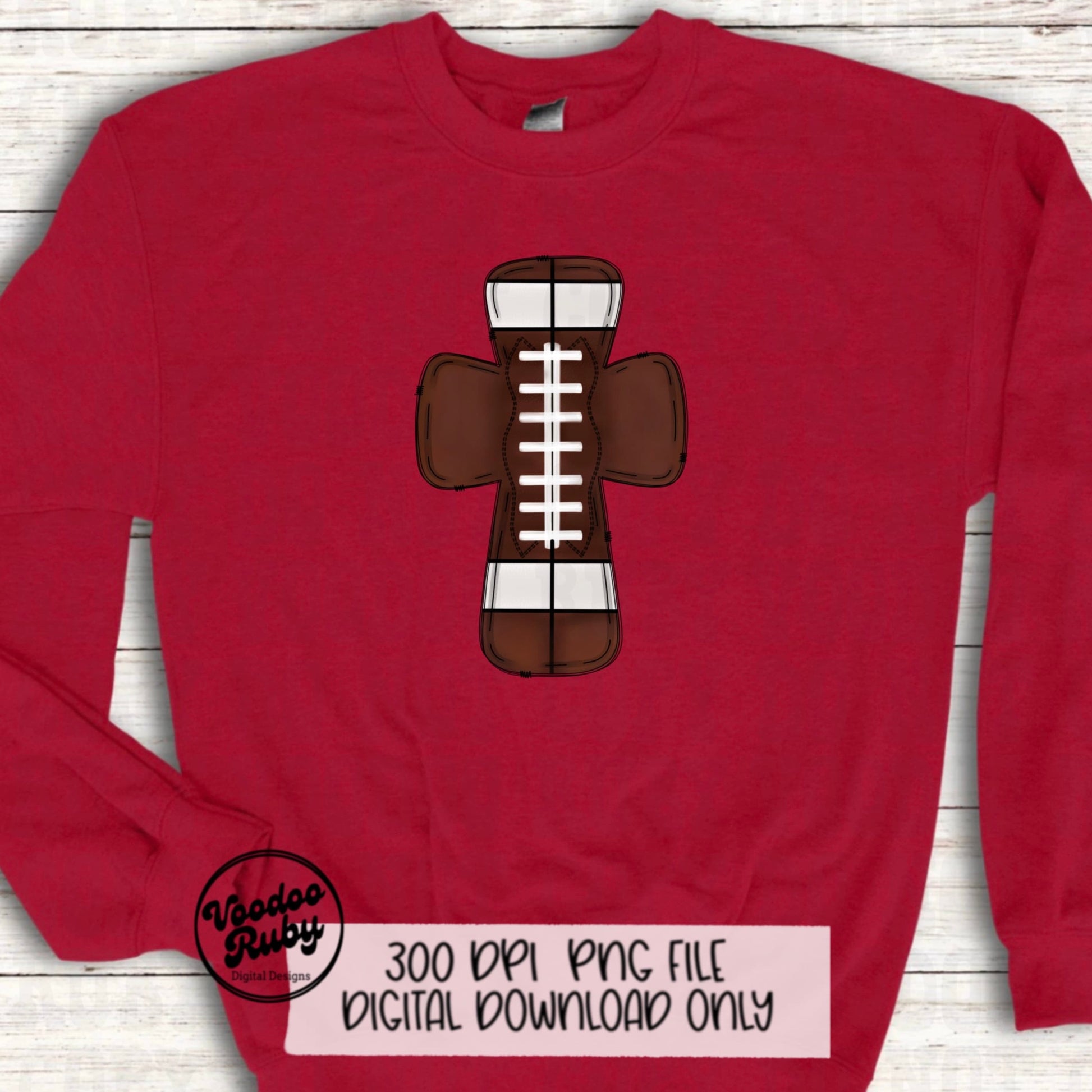 Christian Football PNG Design: Hand Drawn Sports Clip Art (Digital Download)